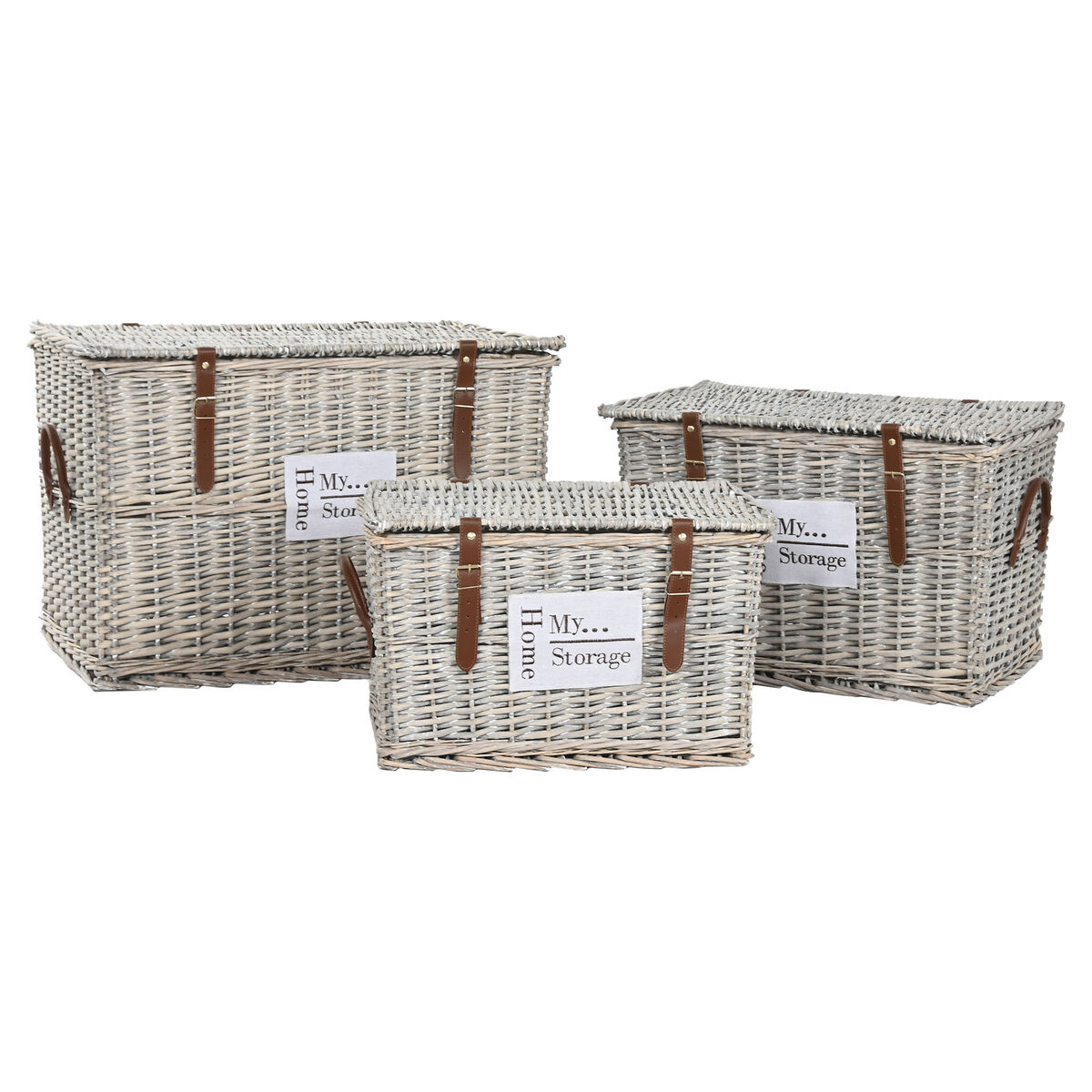 Set of Chests Home ESPRIT Natural wicker 67 x 45 x 46 cm