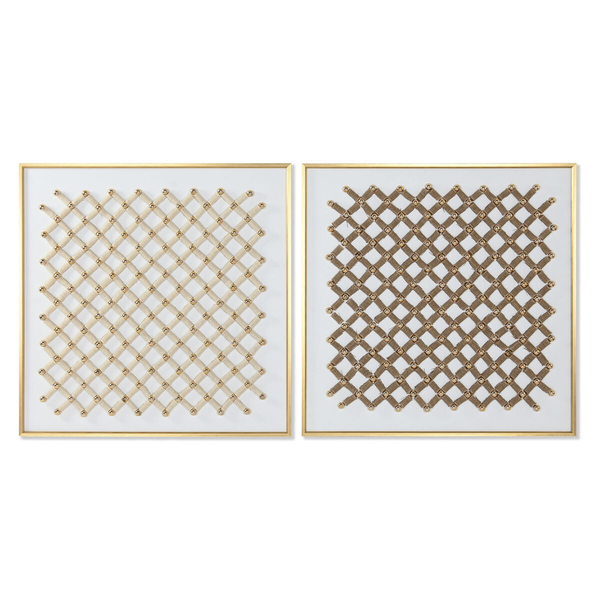 Painting Home ESPRIT White Golden Natural Abstract Modern 100 x 3,5 x 100 cm (2 Units)