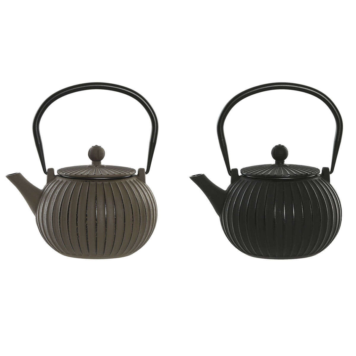 Teapot Home ESPRIT Black Beige Stainless steel Iron 1 L (2 Units)