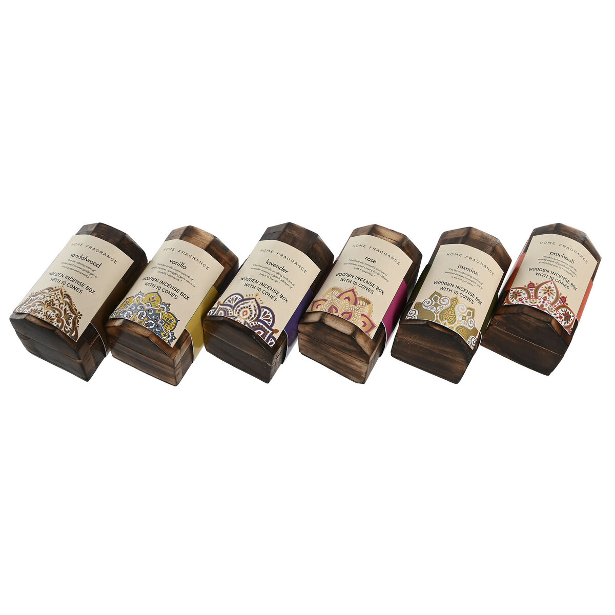 Holder Home ESPRIT Mango wood Mandala Indian Man 9,5 x 5,5 x 6 cm Incense (6 Units) (10 Units)