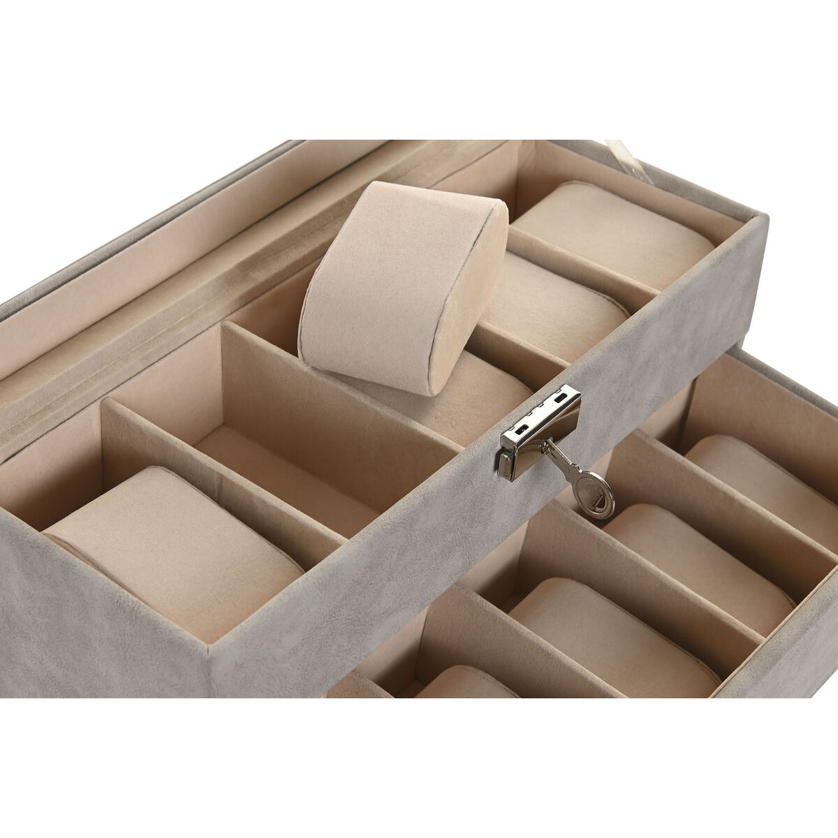 Jewelry box Home ESPRIT Grey Polyurethane Crystal MDF Wood 27,5 x 11 x 15 cm