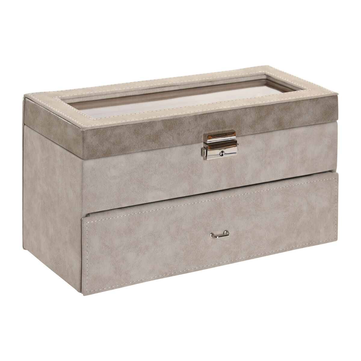 Jewelry box Home ESPRIT Grey Polyurethane Crystal MDF Wood 27,5 x 11 x 15 cm