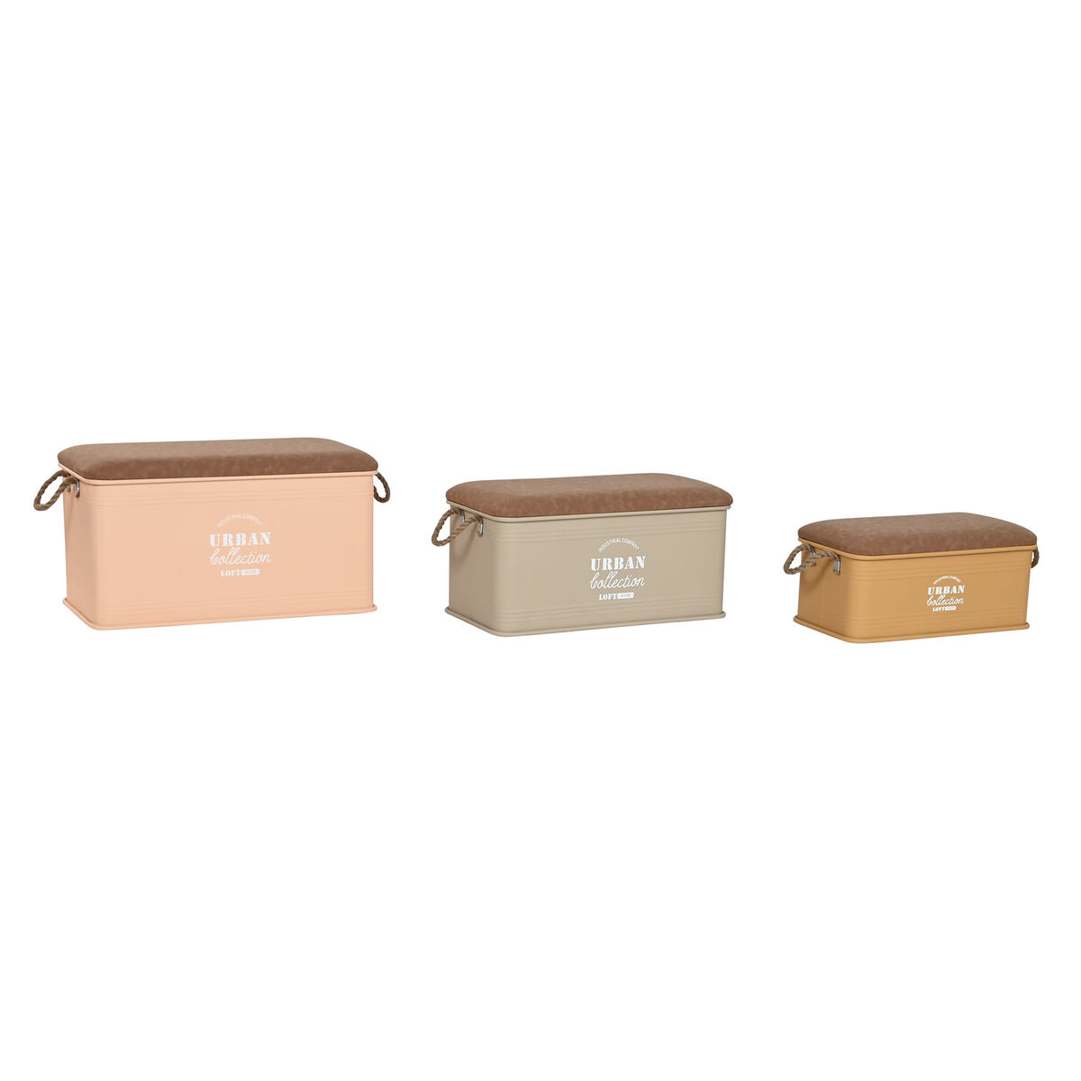Set of Chests Home ESPRIT Polyurethane Metal Urban 69,5 X 36,5 X 38,5 cm (3 Units)