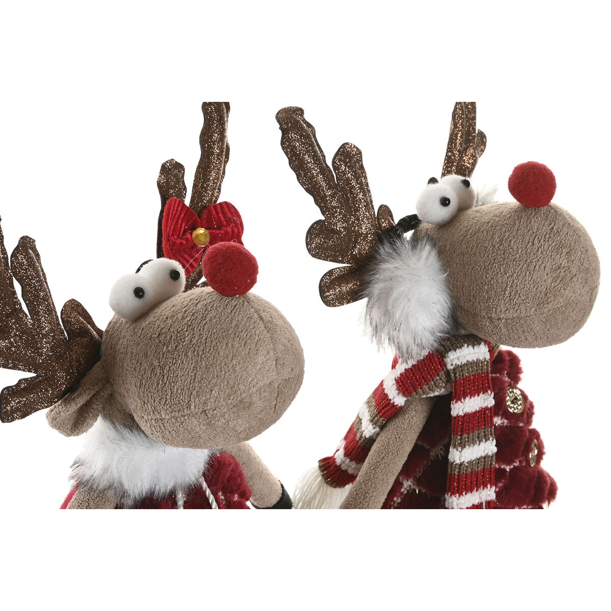 Christmas bauble Home ESPRIT Brown Red Green Reindeer 23 x 16 x 41 cm (2 Units)