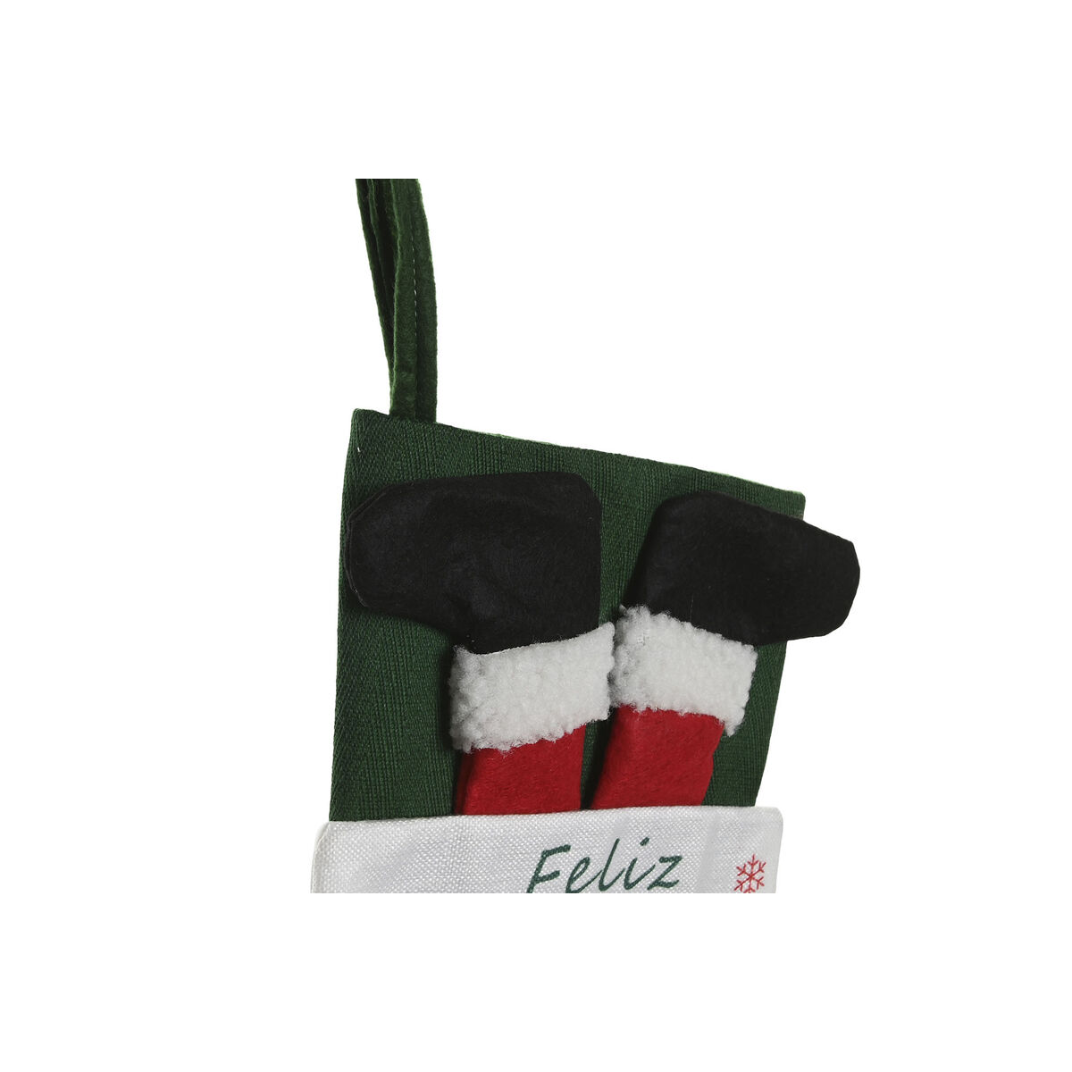 Christmas Stocking Home ESPRIT Black Red Green 28 x 2 x 50 cm
