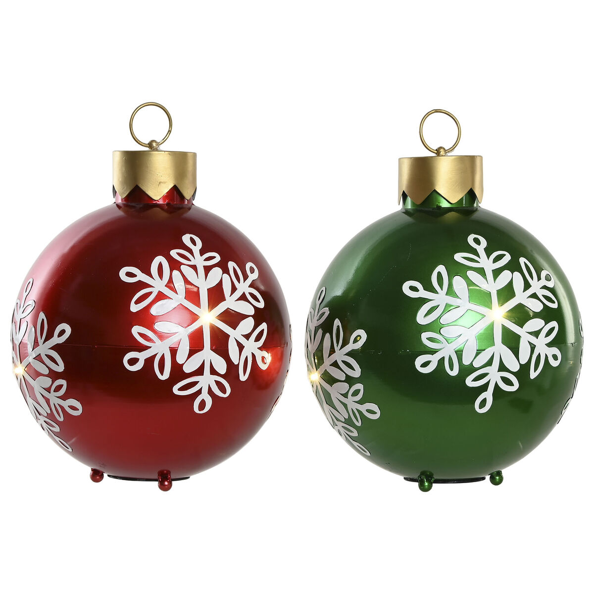 Christmas Baubles Home ESPRIT Red Green Metal LED (2 Units)
