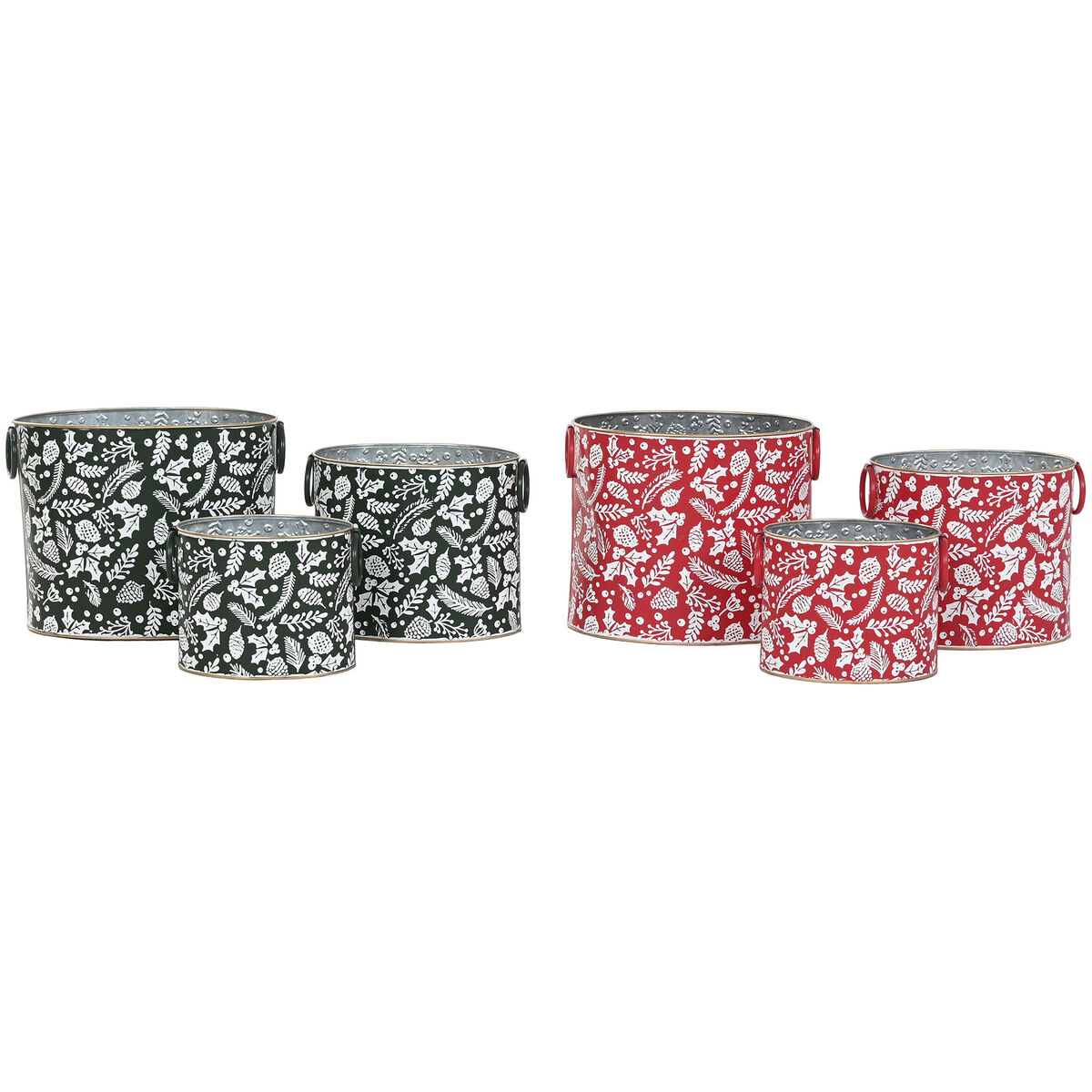 Set of decorative boxes Home ESPRIT Red Green Christmas 28,5 x 19,5 x 24 cm (3 Pieces) (2 Units)