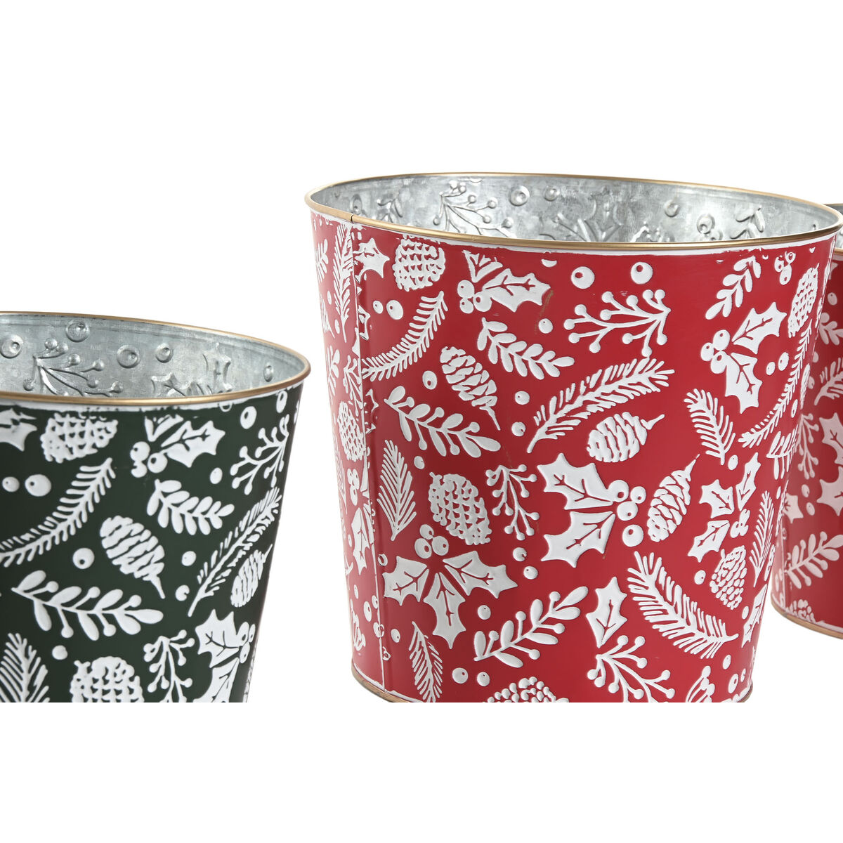 Set of decorative boxes Home ESPRIT Red Green Christmas 21 x 21 x 19 cm (2 Units)