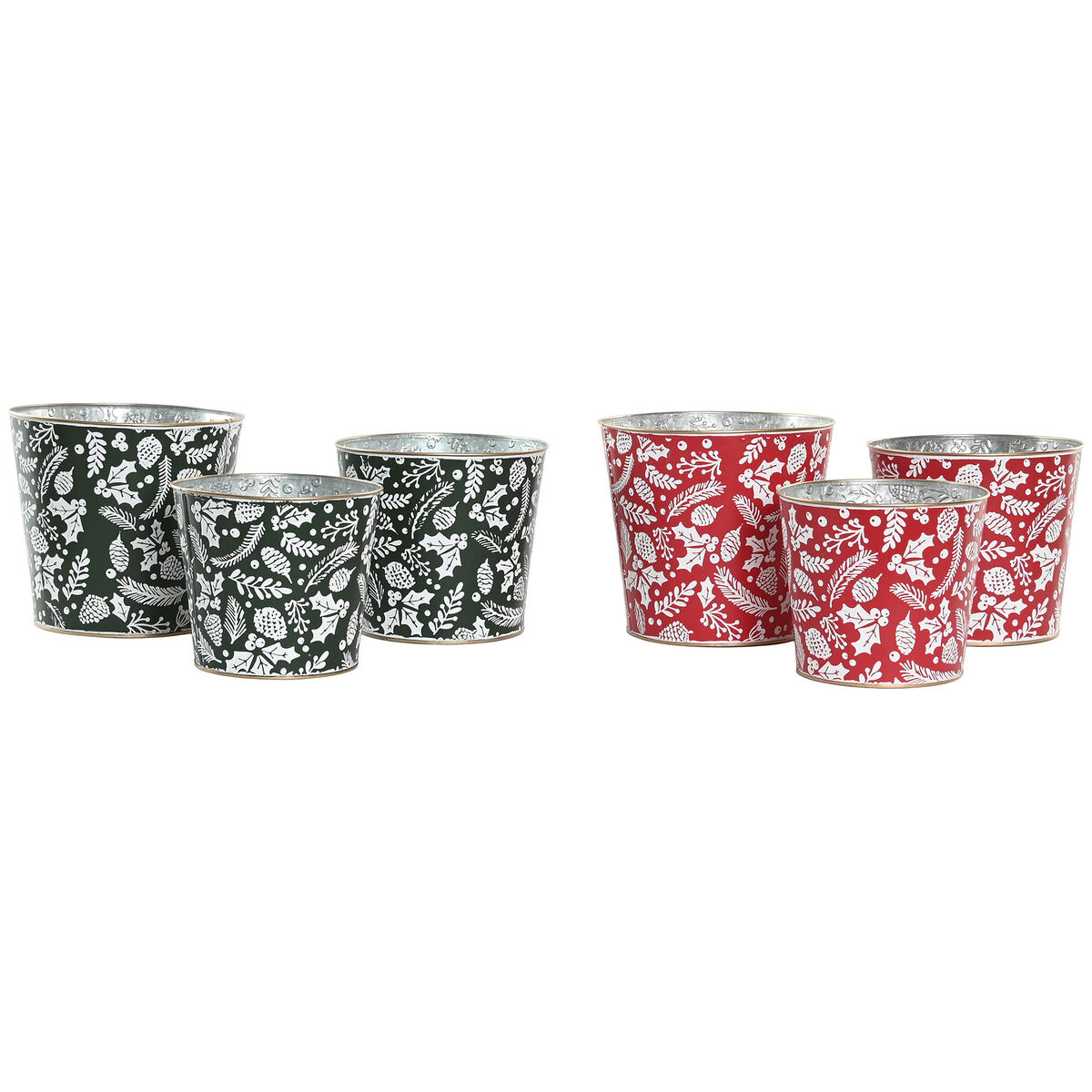 Set of decorative boxes Home ESPRIT Red Green Christmas 21 x 21 x 19 cm (2 Units)