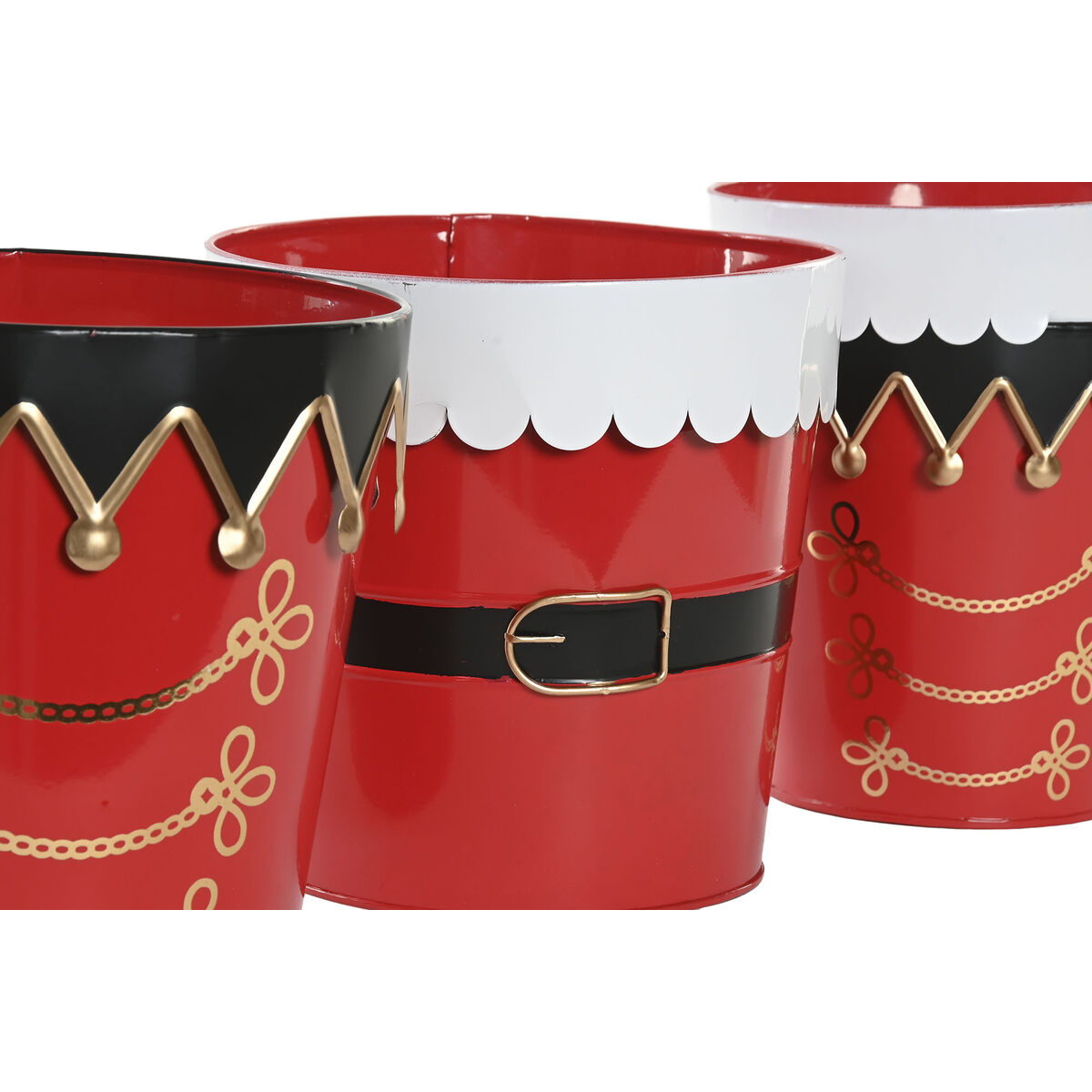 Set of decorative boxes Home ESPRIT White Red Christmas 21 x 21 x 20 cm (2 Units)