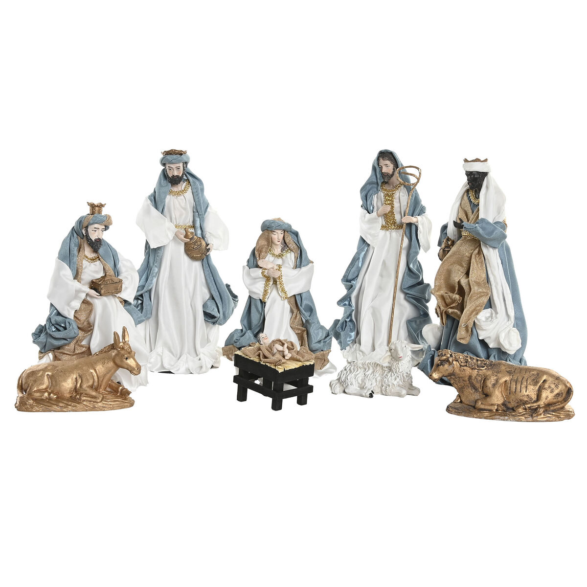 Christmas nativity set Home ESPRIT Blue White 20 x 15 x 30 cm (9 Pieces)