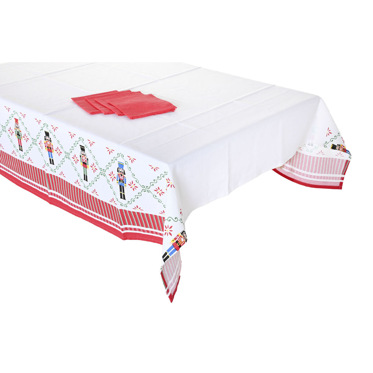 Stain-proof resined tablecloth Home ESPRIT Red Green Beige (5 Pieces)