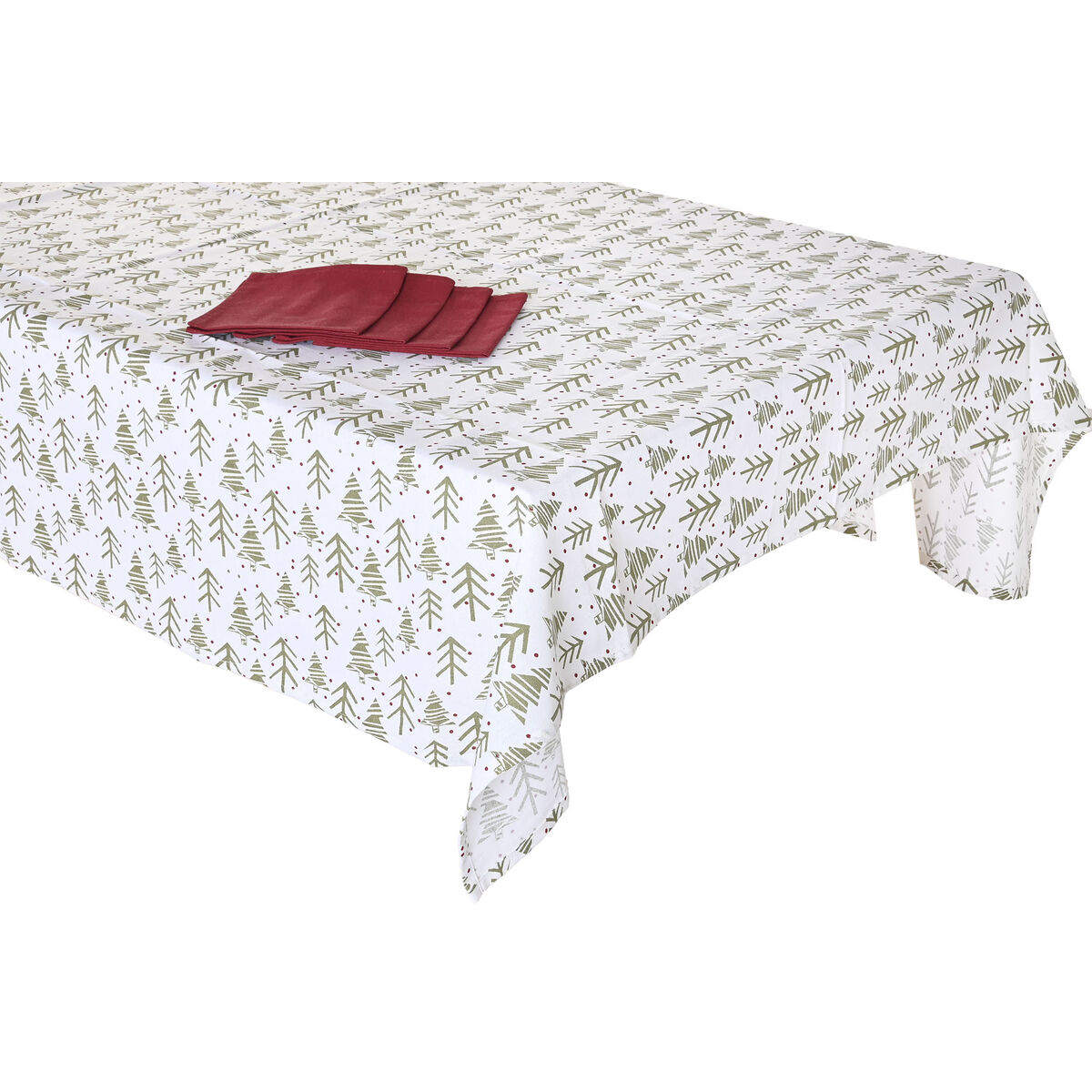 Stain-proof resined tablecloth Home ESPRIT White Green Beige (5 Pieces)