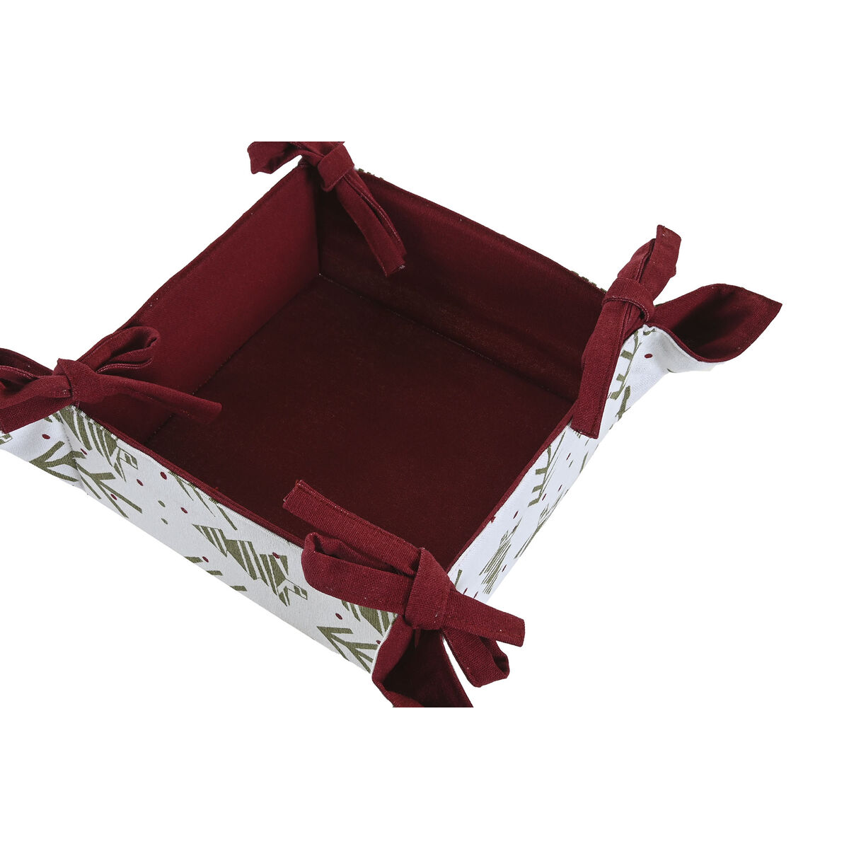 Decorative basket Home ESPRIT White Red Green Beige Tree Christmas 30 x 30 x 8 cm