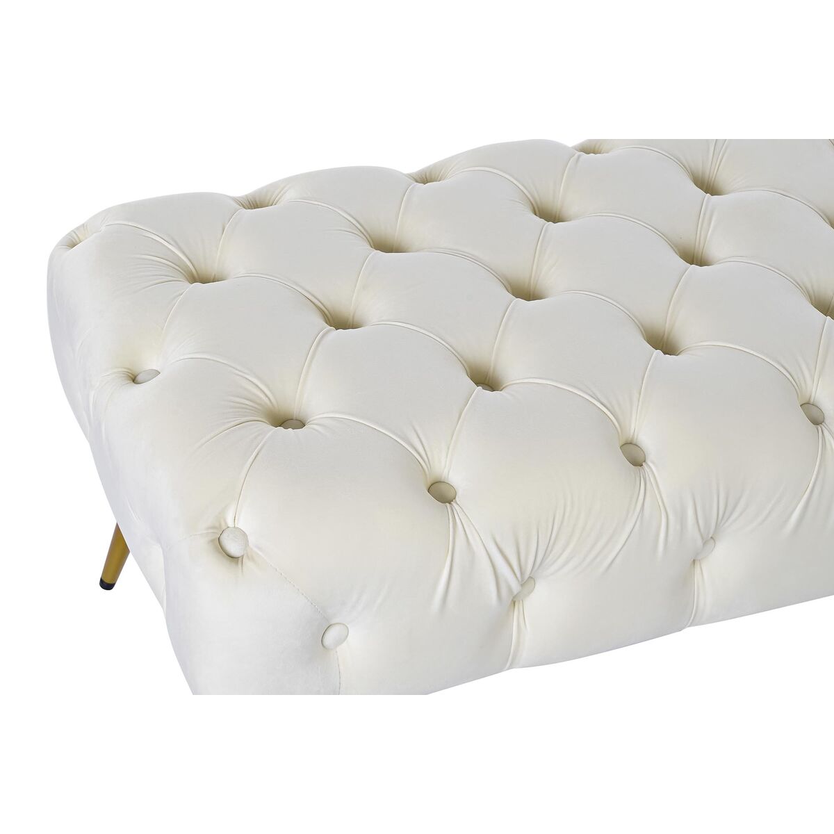 Bench Home ESPRIT Cream Golden Polyester Metal 103 x 46 x 42 cm