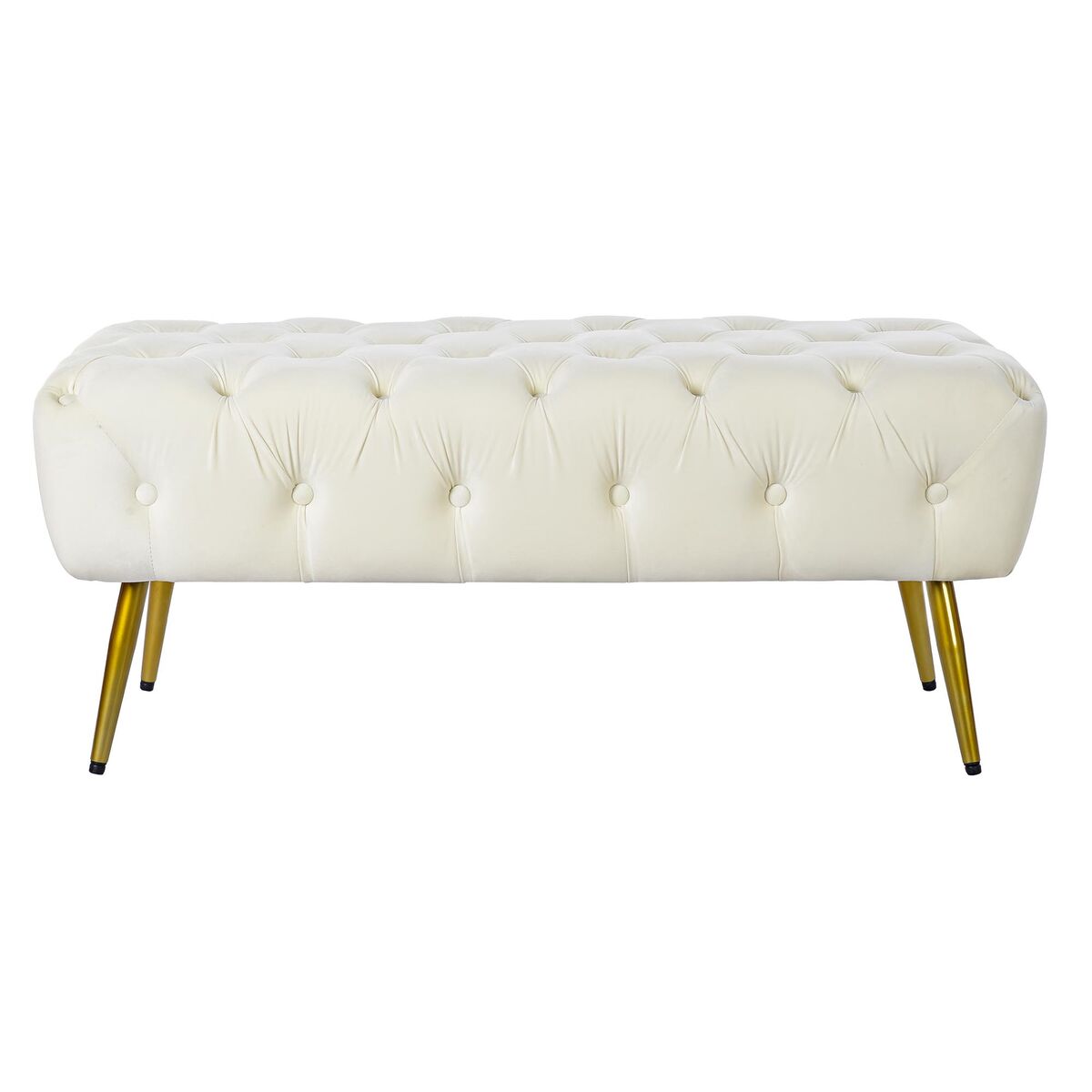 Bench Home ESPRIT Cream Golden Polyester Metal 103 x 46 x 42 cm