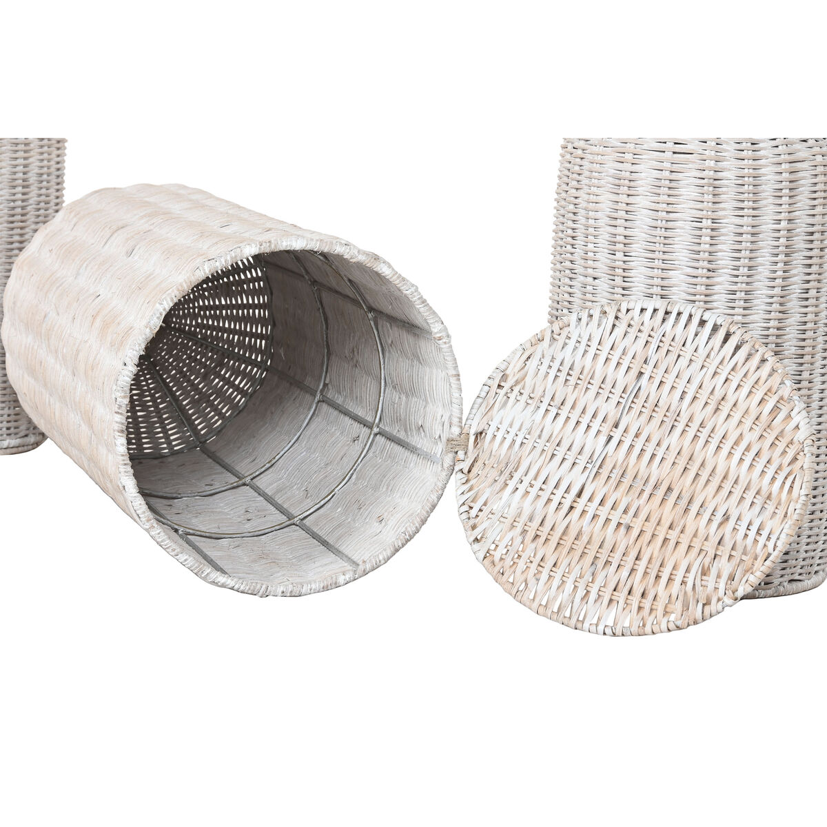 Set of 3 Vases Home ESPRIT Metal Natural 25 x 25 x 80 cm (3 Pieces)