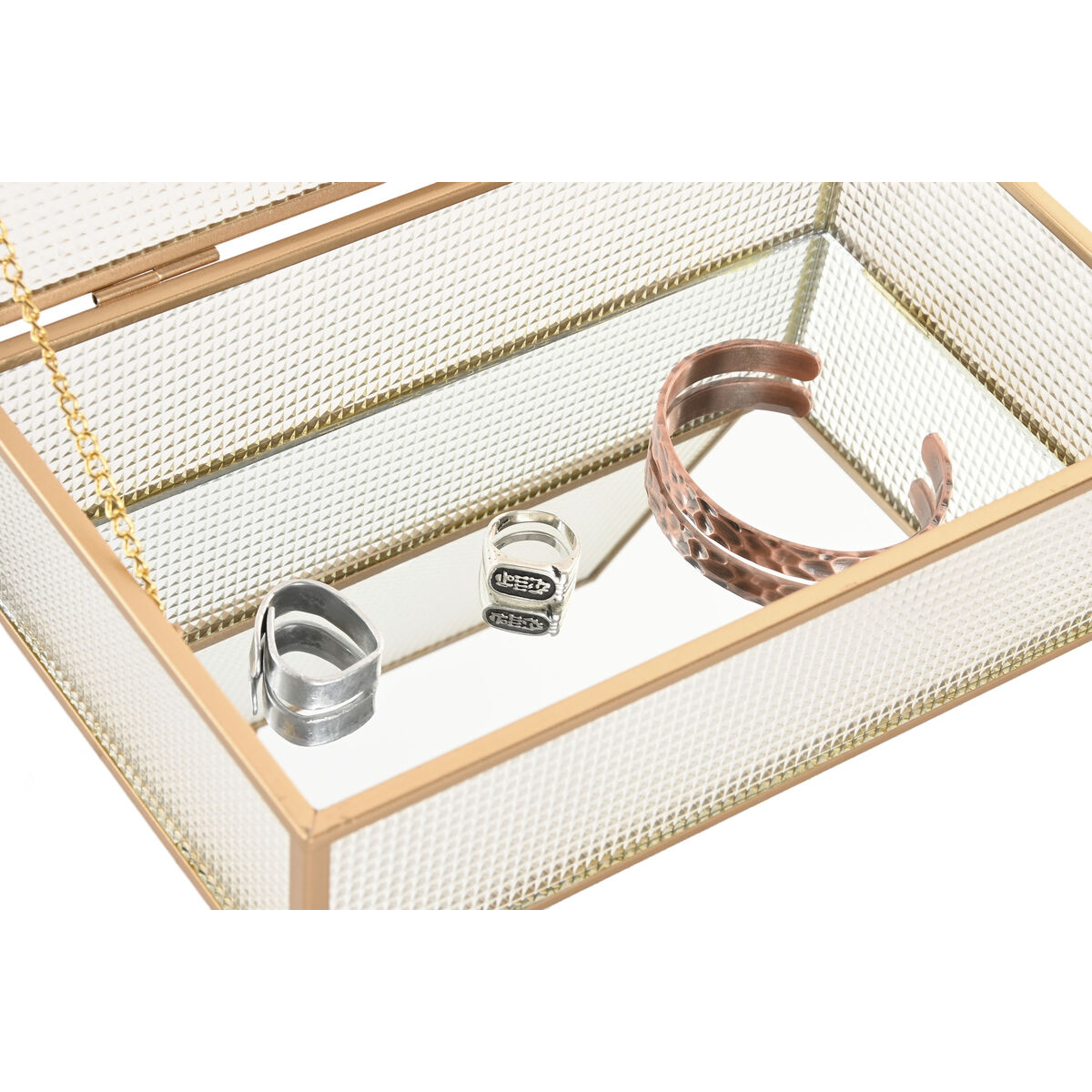 Jewelry box Home ESPRIT Golden Metal Crystal 24 X 15 X 6,5 CM