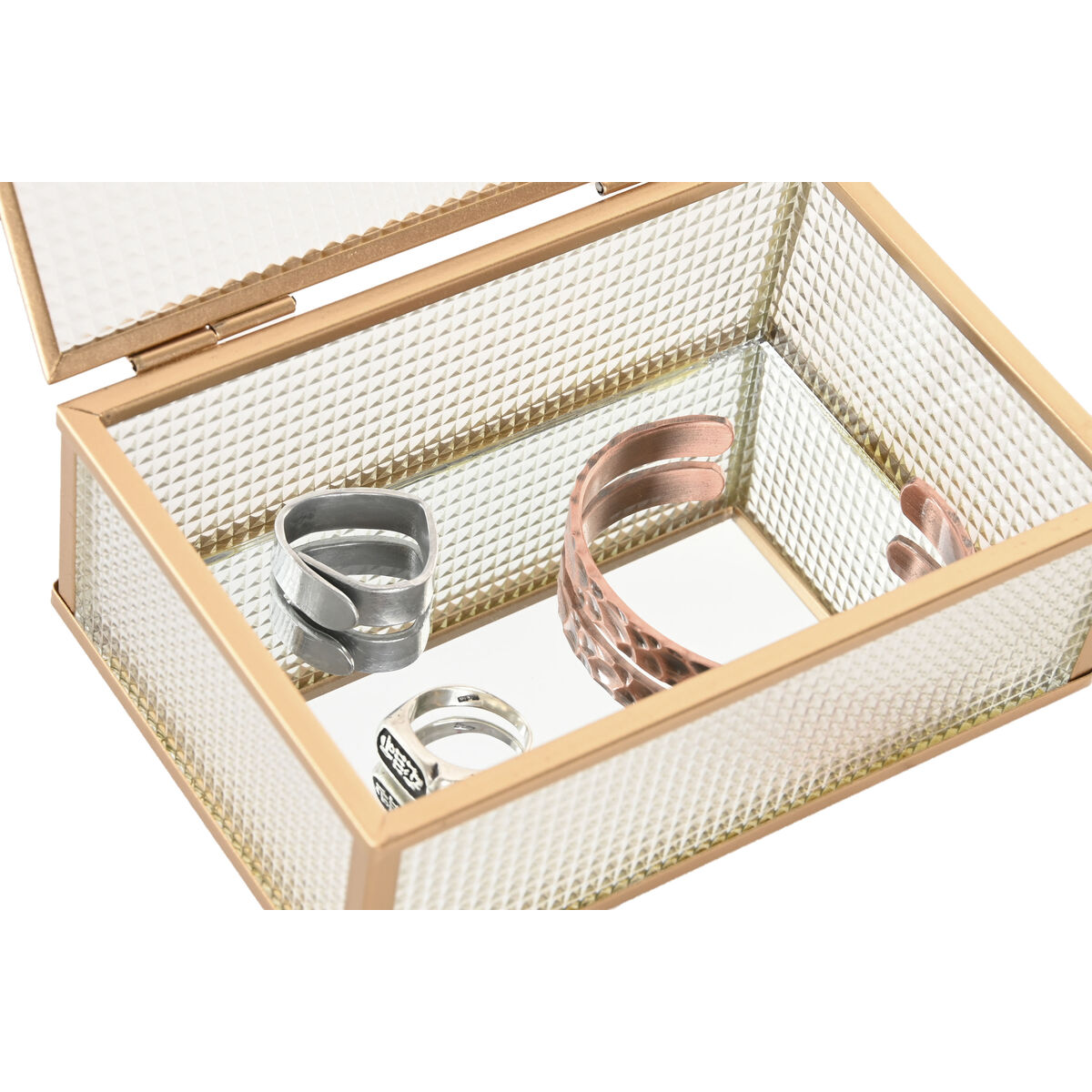 Jewelry box Home ESPRIT Golden Metal Crystal 15 x 11 x 5,5 cm