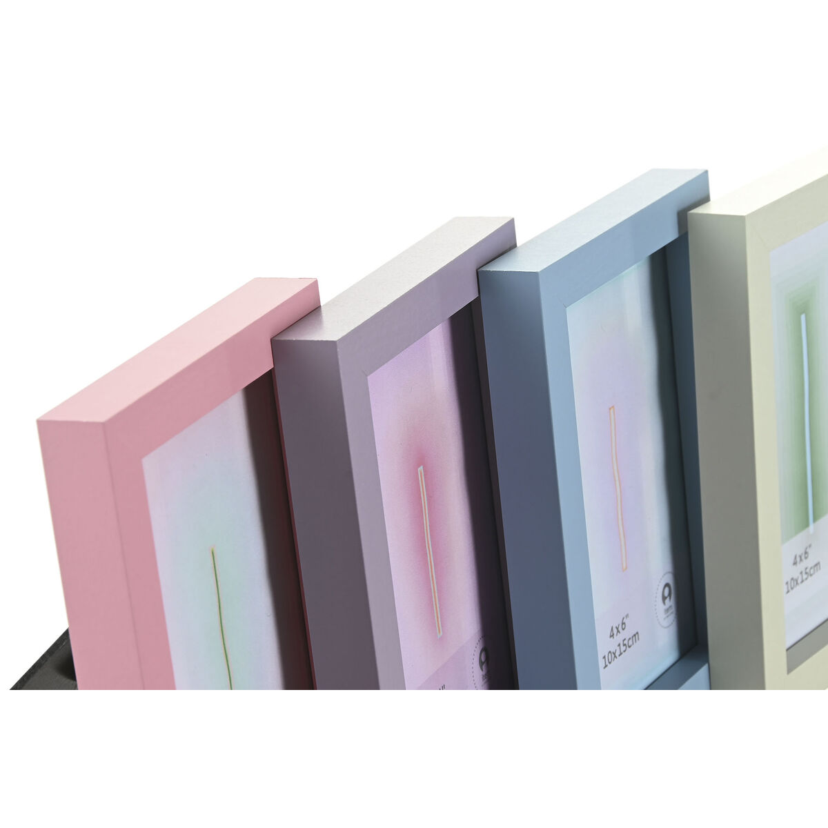 Photo frame Home ESPRIT Blue Green Crystal MDF Wood Urban (4 Units)