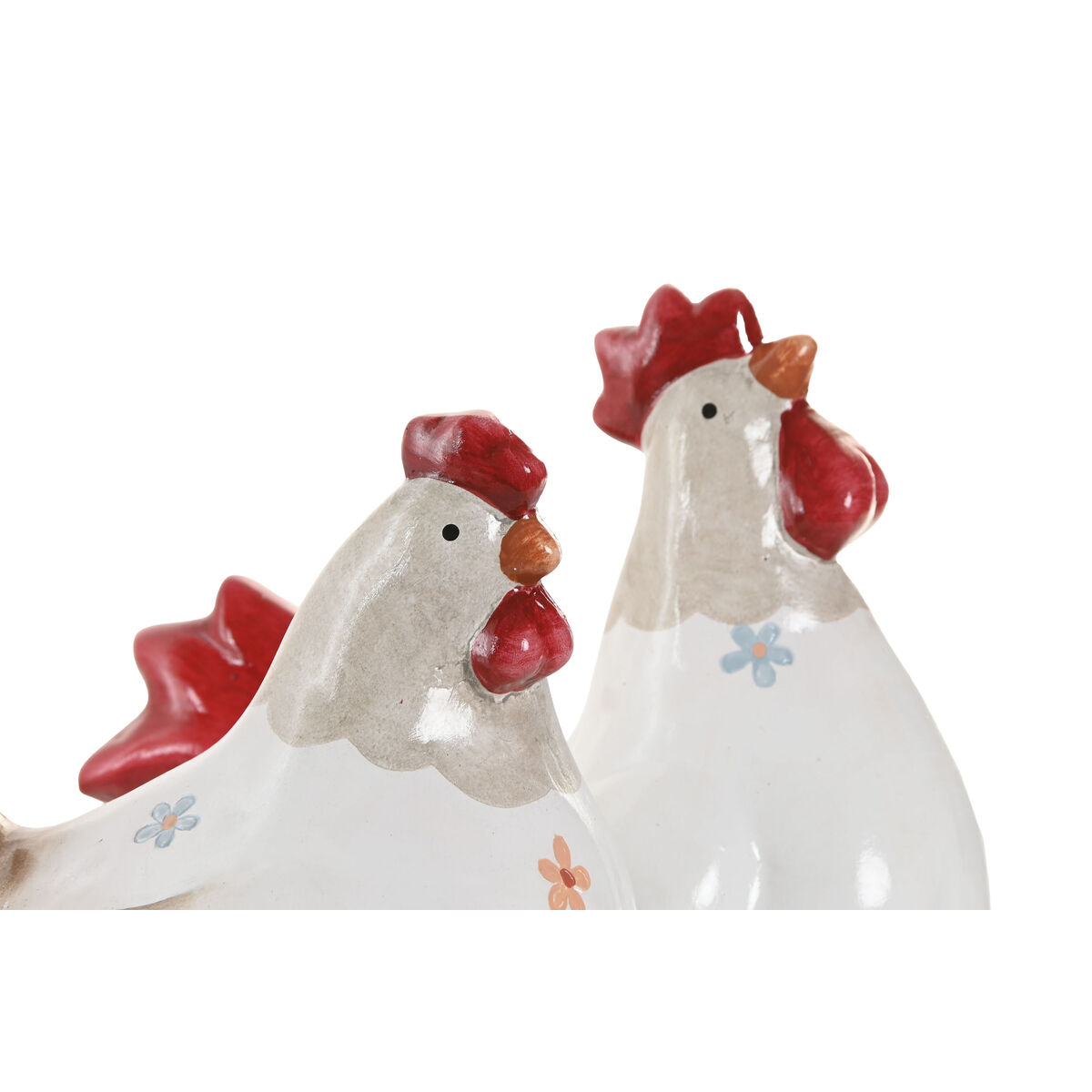 Decorative Figure Home ESPRIT White Red Chicken 14,5 X 23 X 23,5 CM (2 Units)