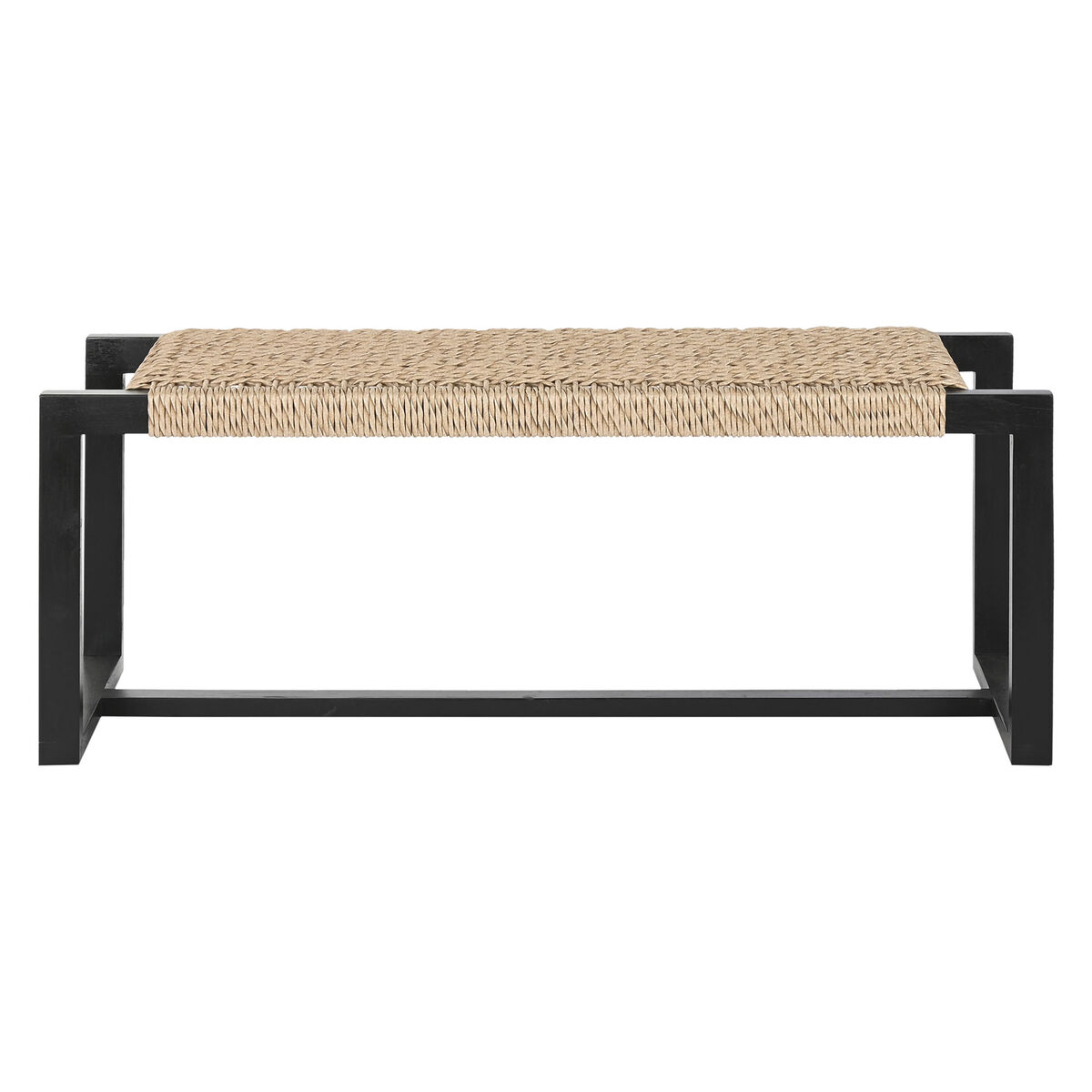 Bench Home ESPRIT Black Synthetic fibre Fibre Teak 120 x 40 x 45 cm