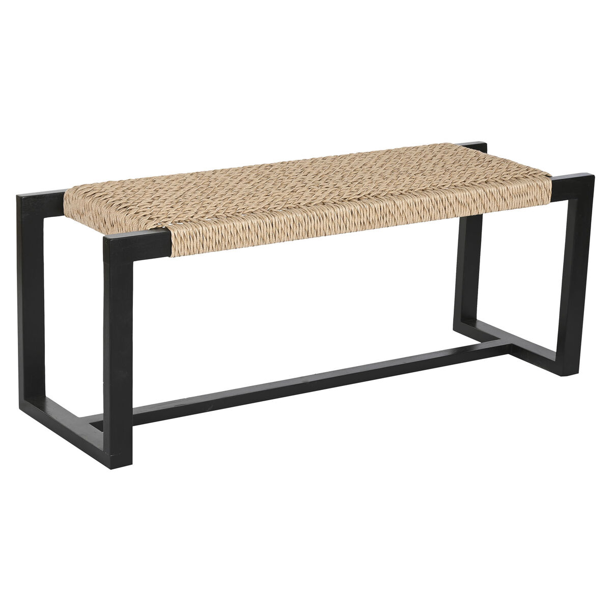 Bench Home ESPRIT Black Synthetic fibre Fibre Teak 120 x 40 x 45 cm