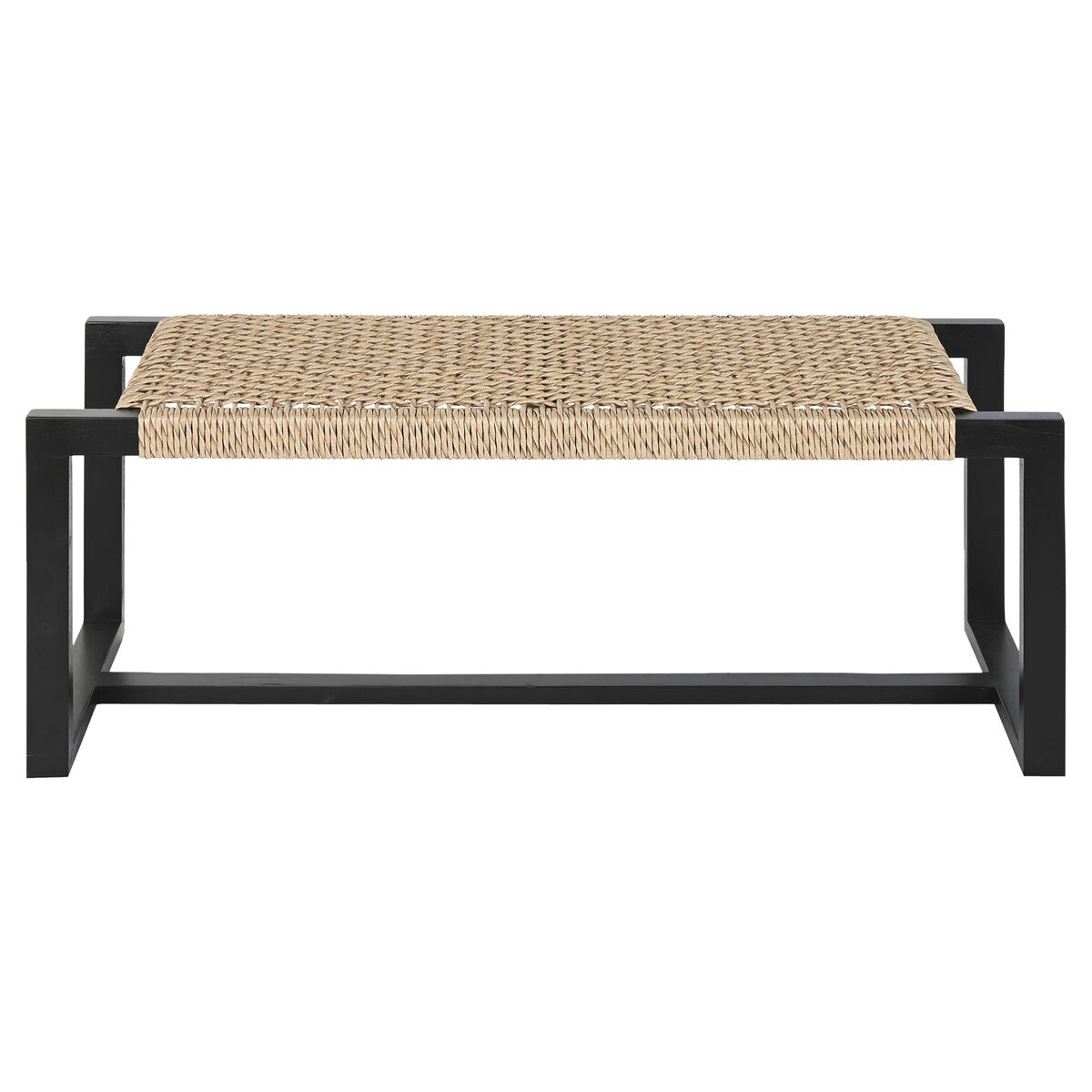 Bench Home ESPRIT Black Synthetic fibre Fibre Teak 120 x 40 x 45 cm