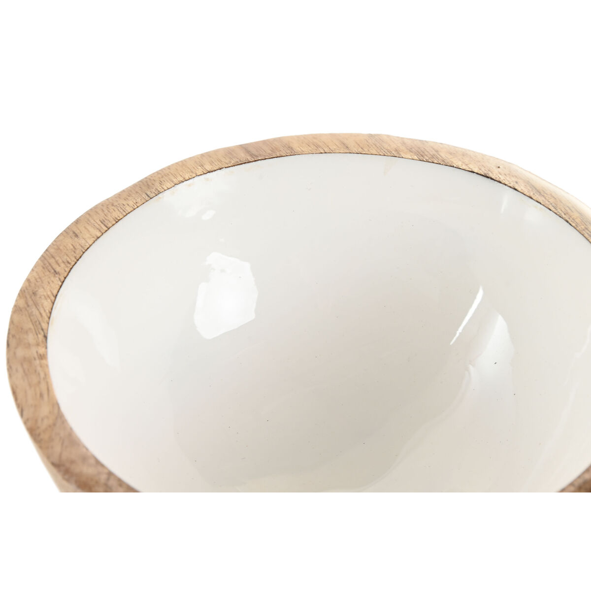 Snack Bowl Home ESPRIT White Natural Mango wood Lacquered 15 x 15 x 7 cm