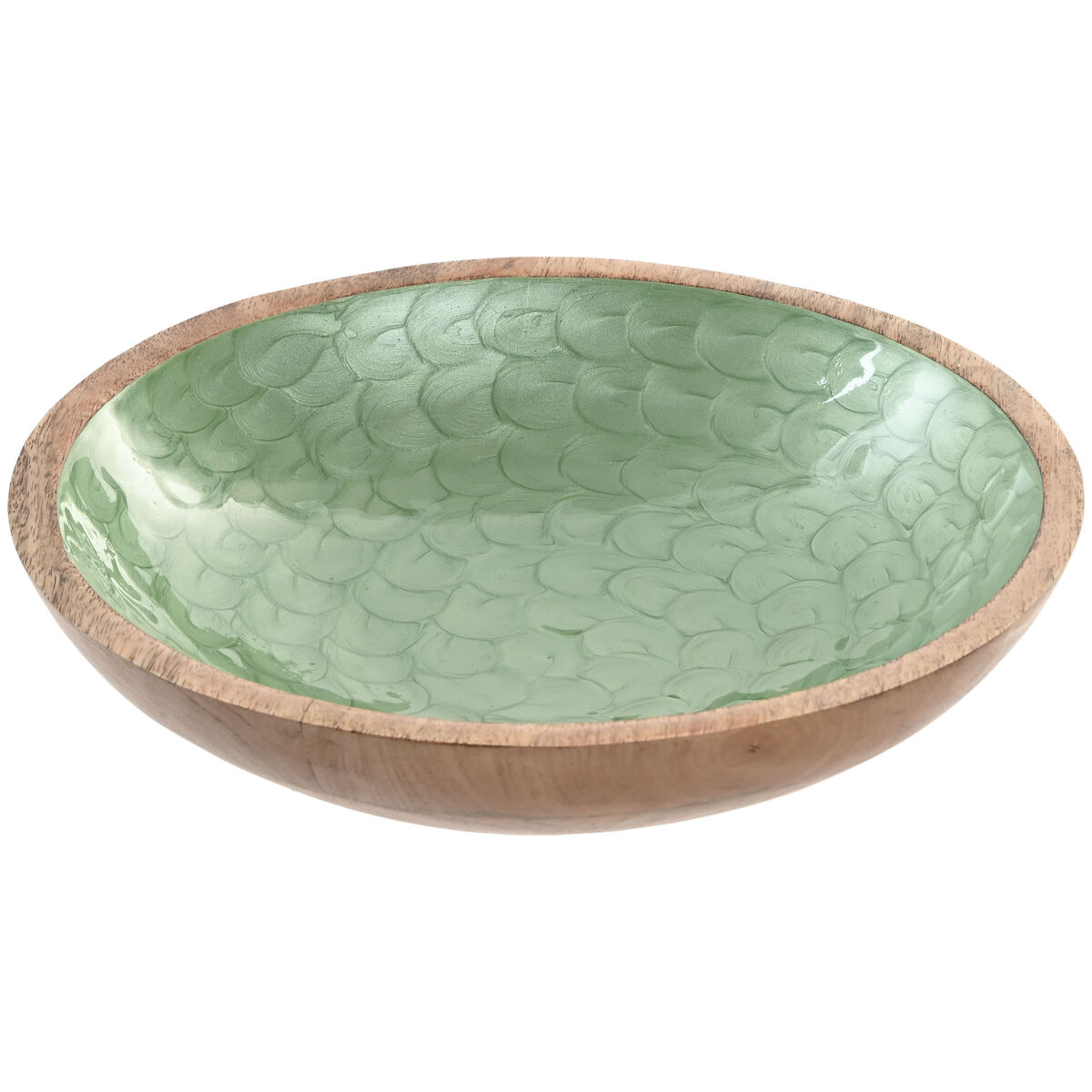 Snack Bowl Home ESPRIT Green Natural Mango wood Modern Lacquered 30 x 30 x 7 cm