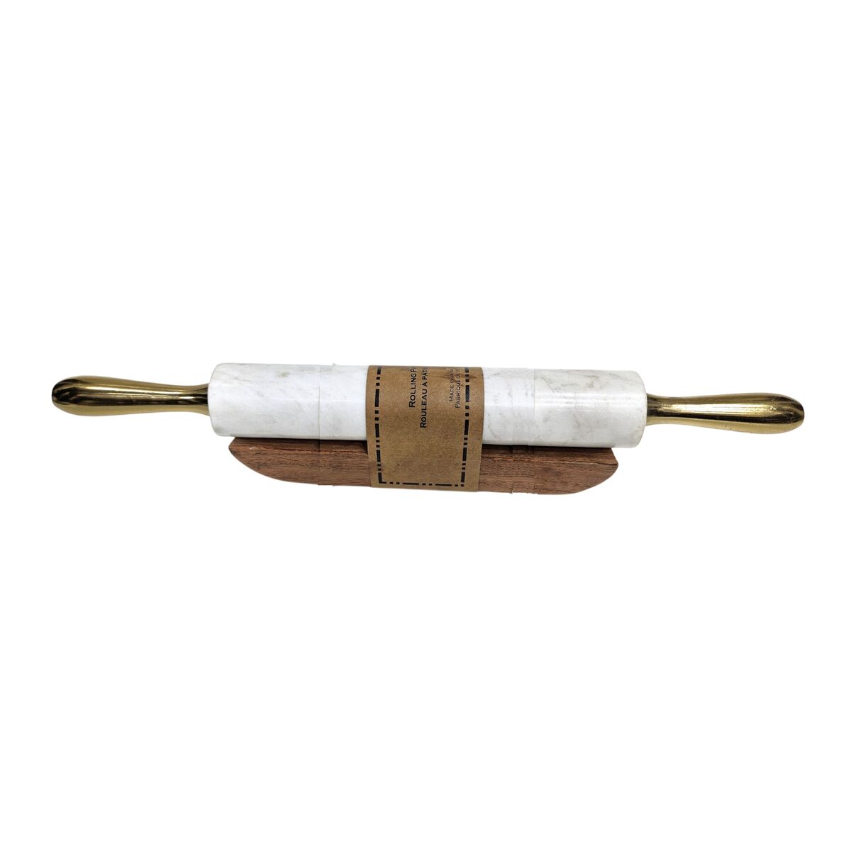 Rolling pin Home ESPRIT Metal Marble Acacia 48 X 5 X 5 CM