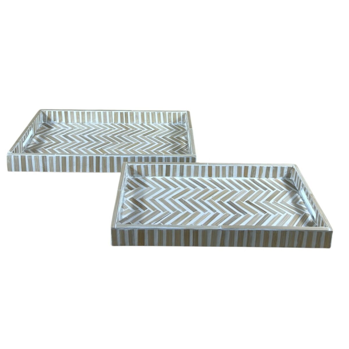 Snack tray Home ESPRIT White Brown Tropical 46 x 27 x 4,5 cm (2 Units) Snack tray Home ESPRIT White Brown Tropical 46 x 27 x 4,5 cm (2 Units)