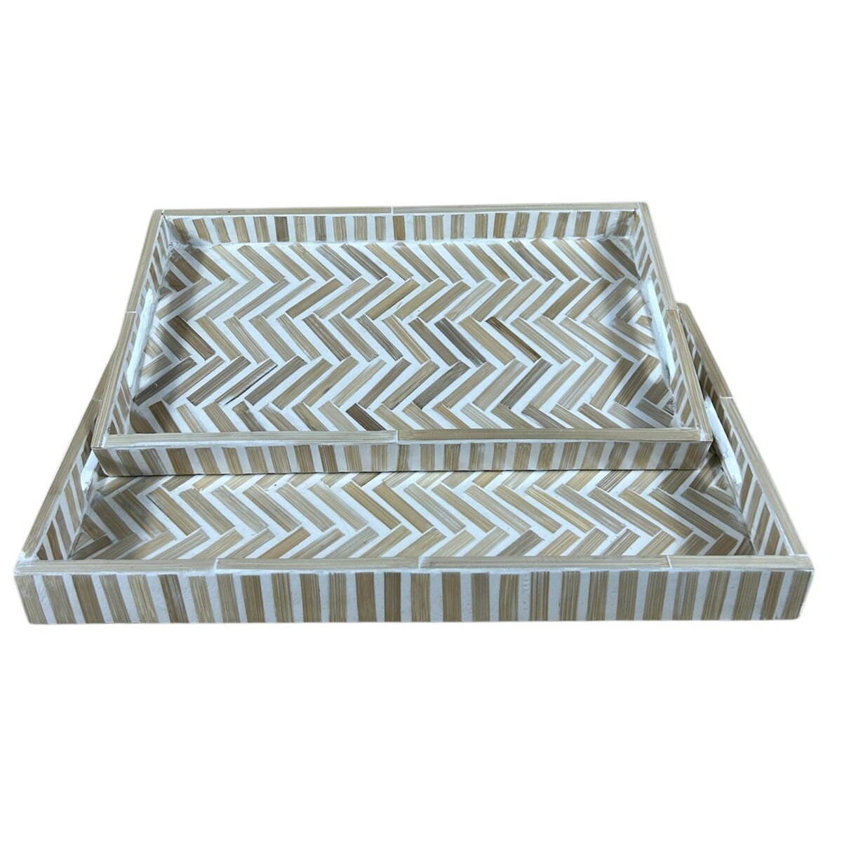 Snack tray Home ESPRIT White Brown Tropical 46 x 27 x 4,5 cm (2 Units)