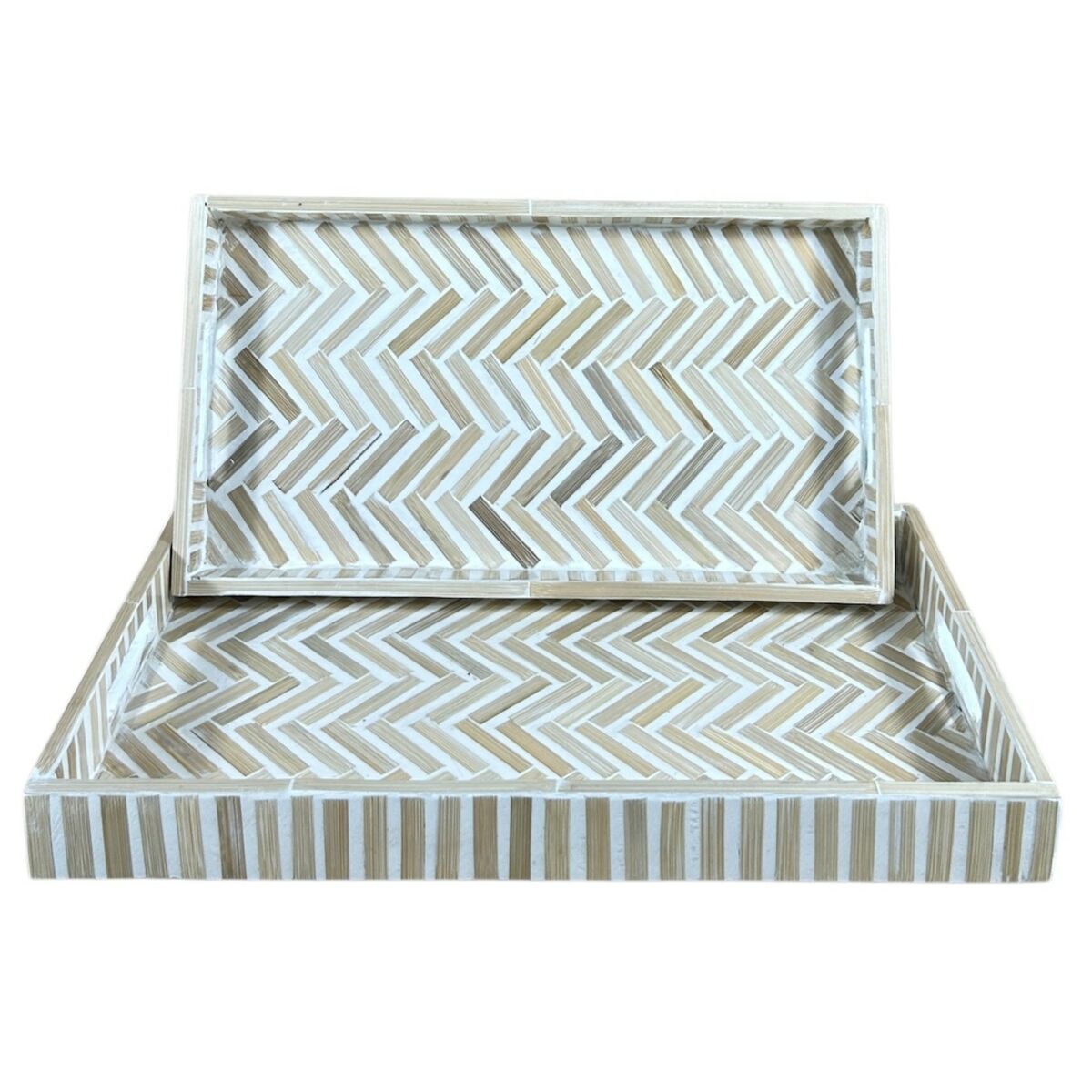 Snack tray Home ESPRIT White Brown Tropical 46 x 27 x 4,5 cm (2 Units)