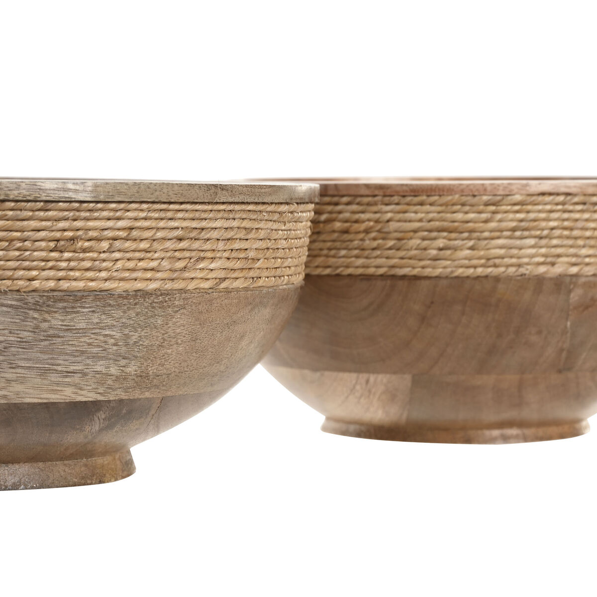 Centerpiece Home ESPRIT Brown Rope Mango wood 25 x 25 x 10 cm (2 Units)