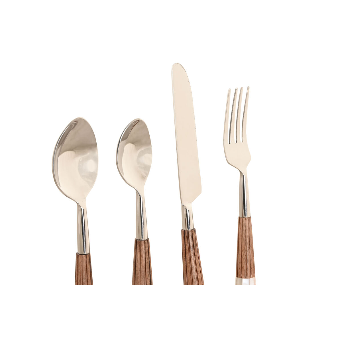 Cutlery Home ESPRIT White Silver Natural Stainless steel Acacia 4,5 X 2 X 21 CM 16 Pieces