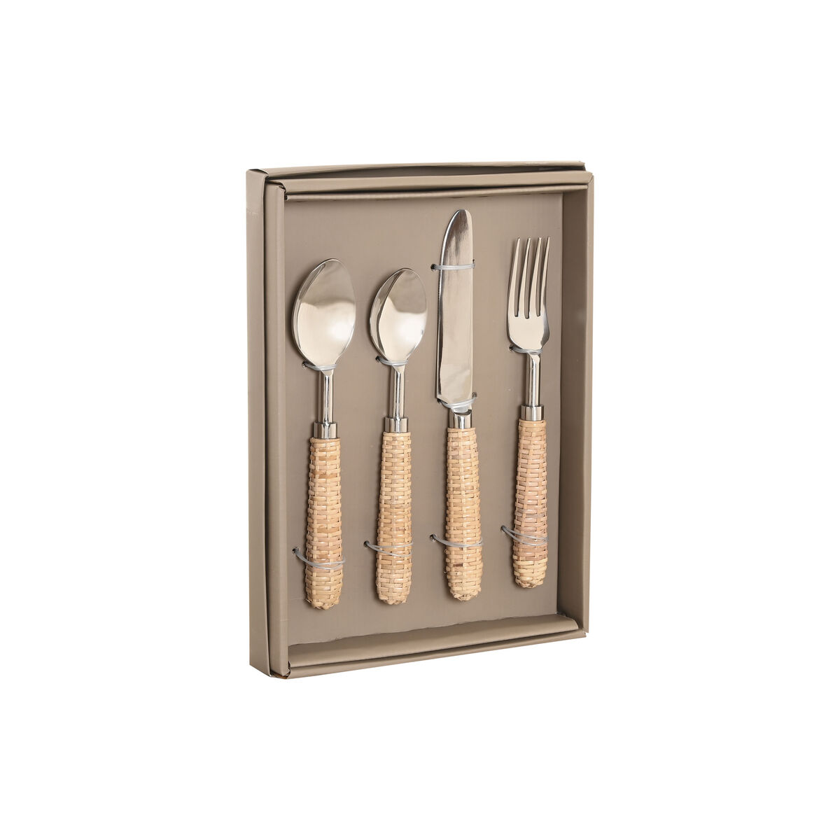 Cutlery Home ESPRIT Silver Natural Stainless steel Rattan 4,5 X 2 X 21 CM 16 Pieces