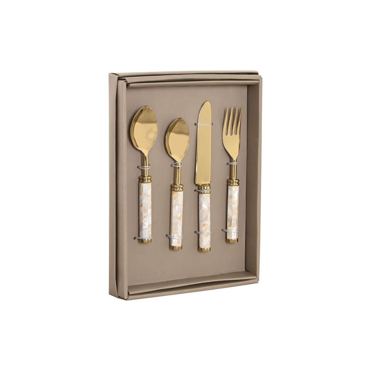 Cutlery Home ESPRIT White Golden Stainless steel Mother of pearl 4,5 X 2 X 21 CM 16 Pieces