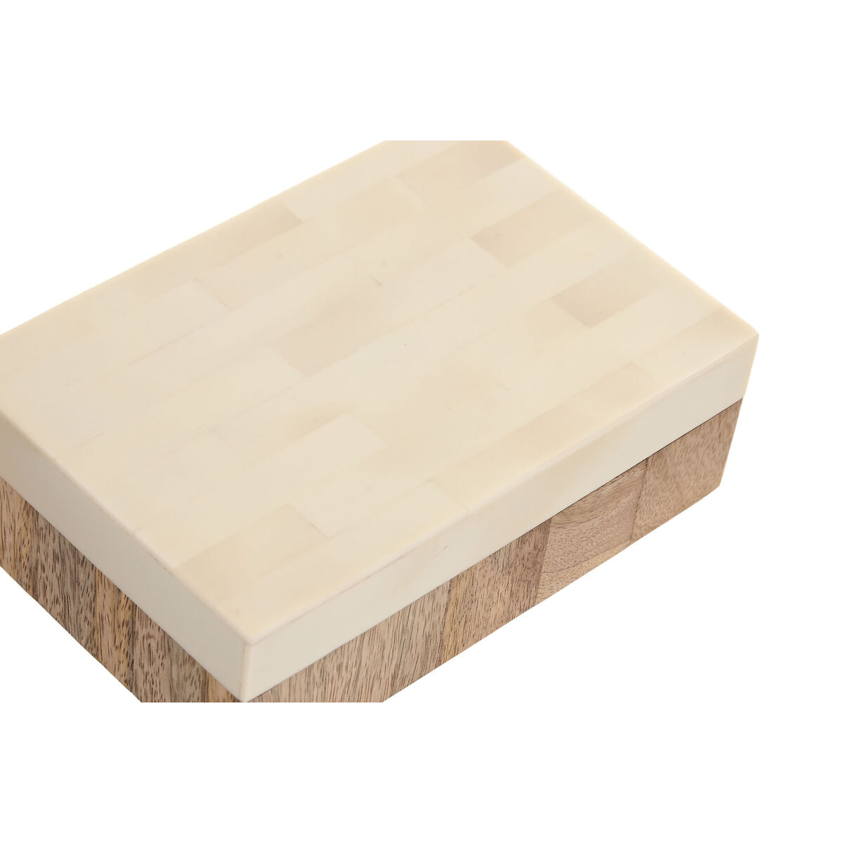 Jewelry box Home ESPRIT White Natural Resin Mango wood 18 x 13 x 7,5 cm (2 Pieces)