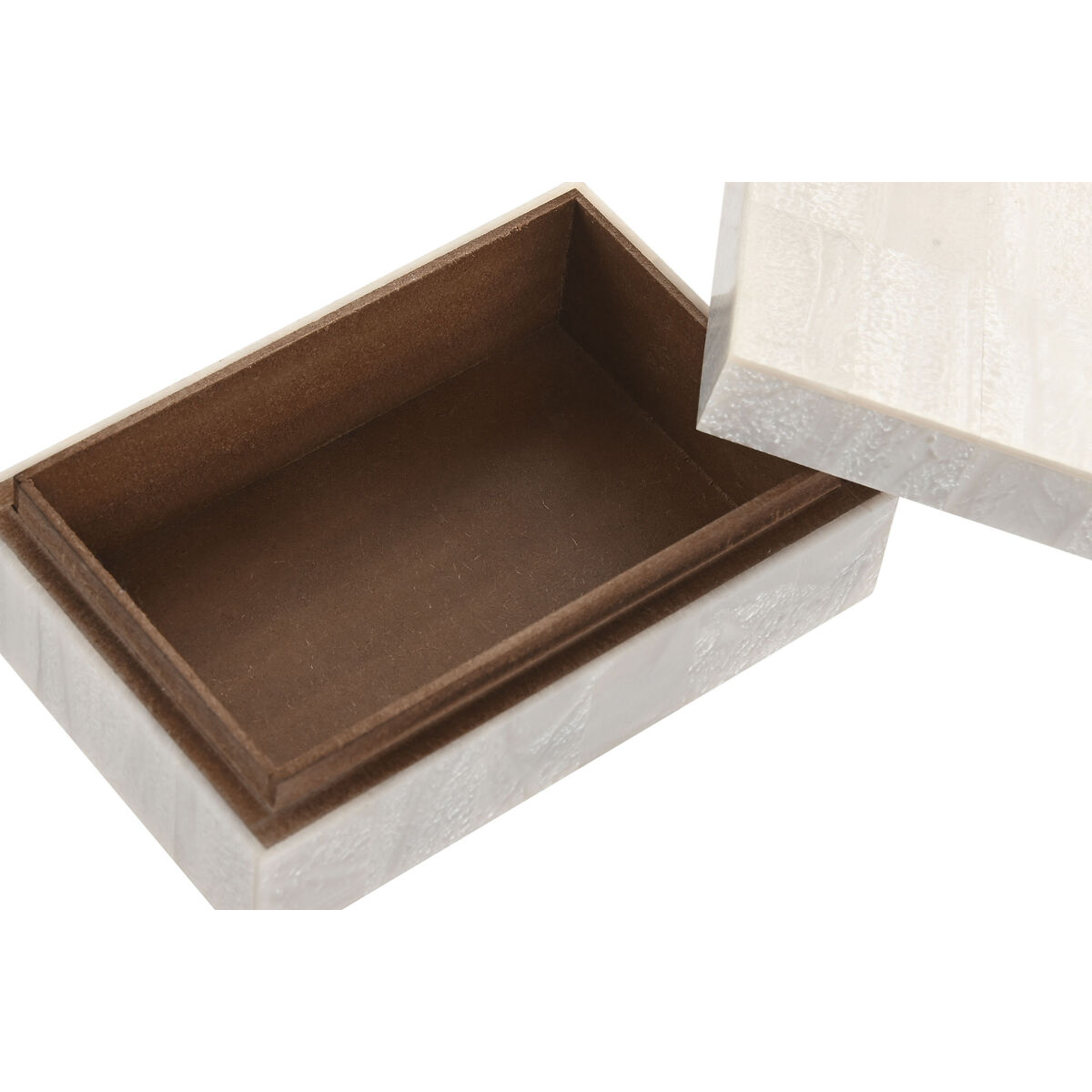 Jewelry box Home ESPRIT White Resin Mango wood 18 x 13 x 7,5 cm (2 Pieces)