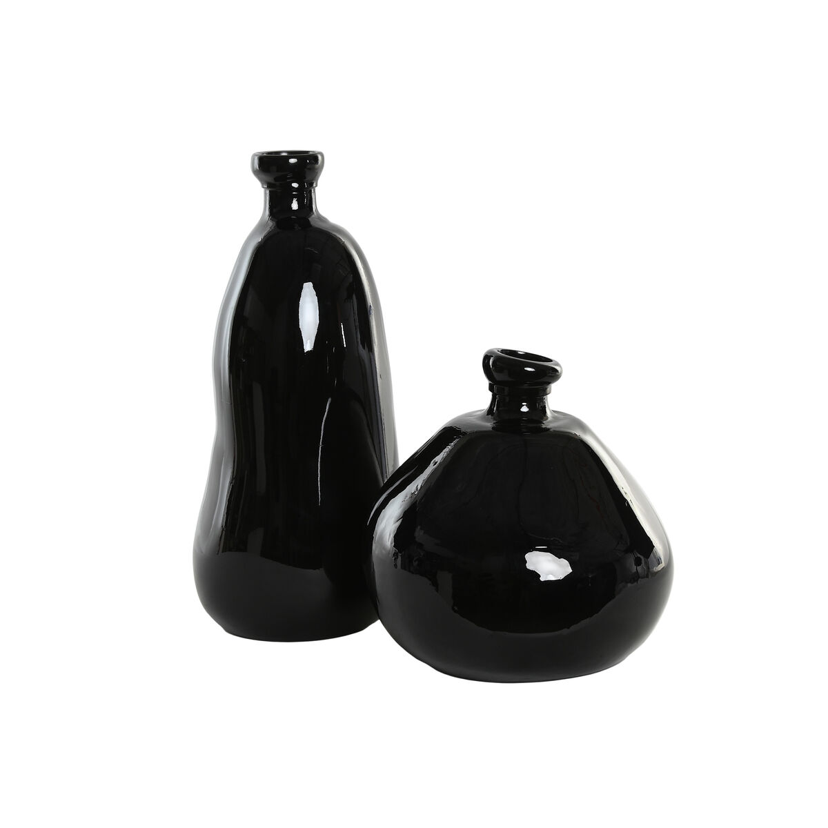 Vase Home ESPRIT Black Recycled glass 22 x 22 x 51 cm