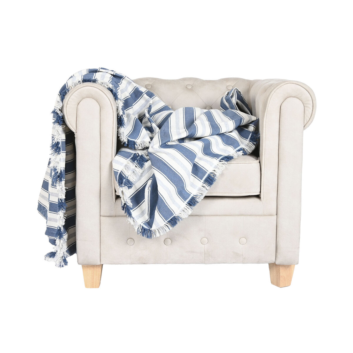 Blanket Home ESPRIT Blue Grey Stripes