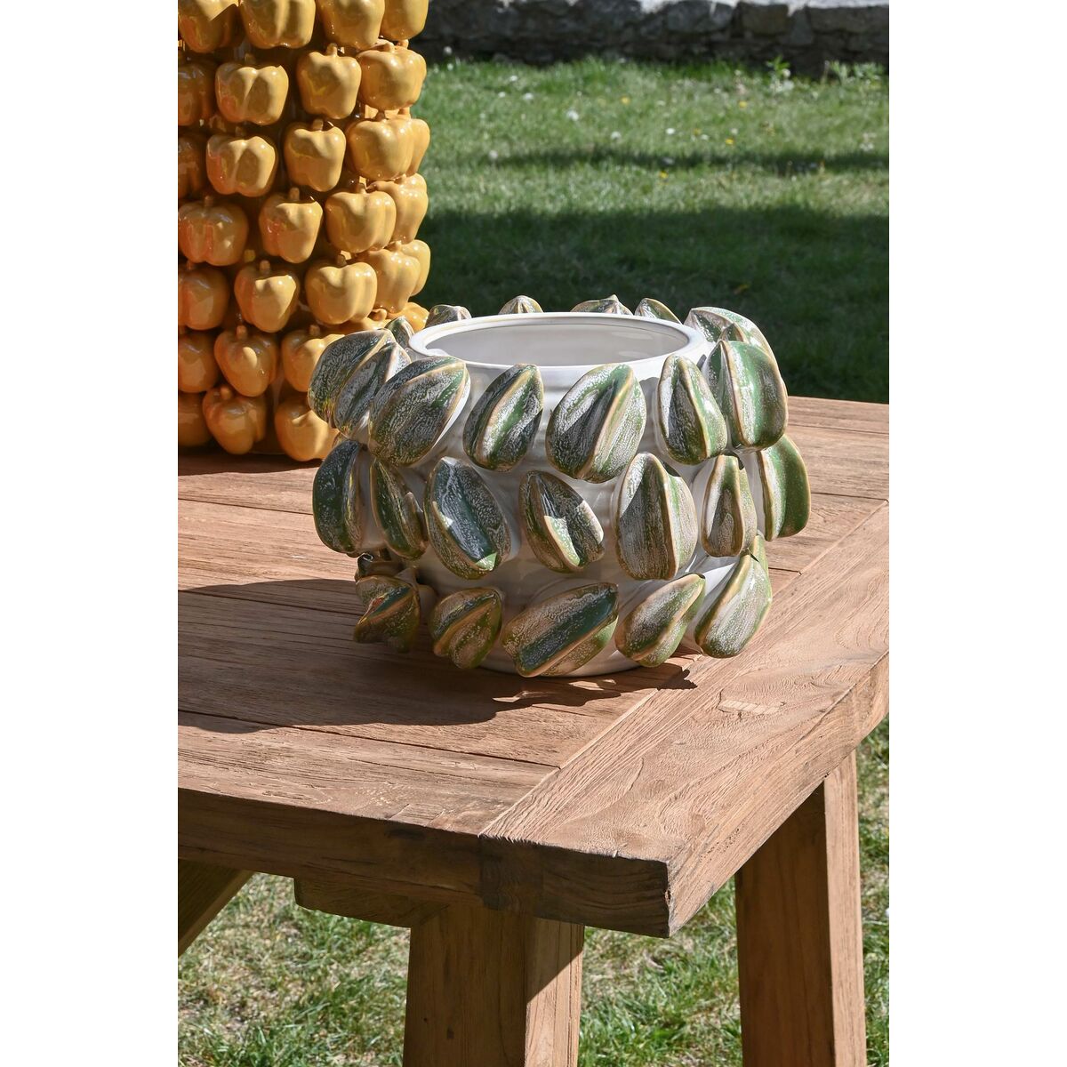 Centerpiece Home ESPRIT White Green Tropical 30 x 30 x 19 cm