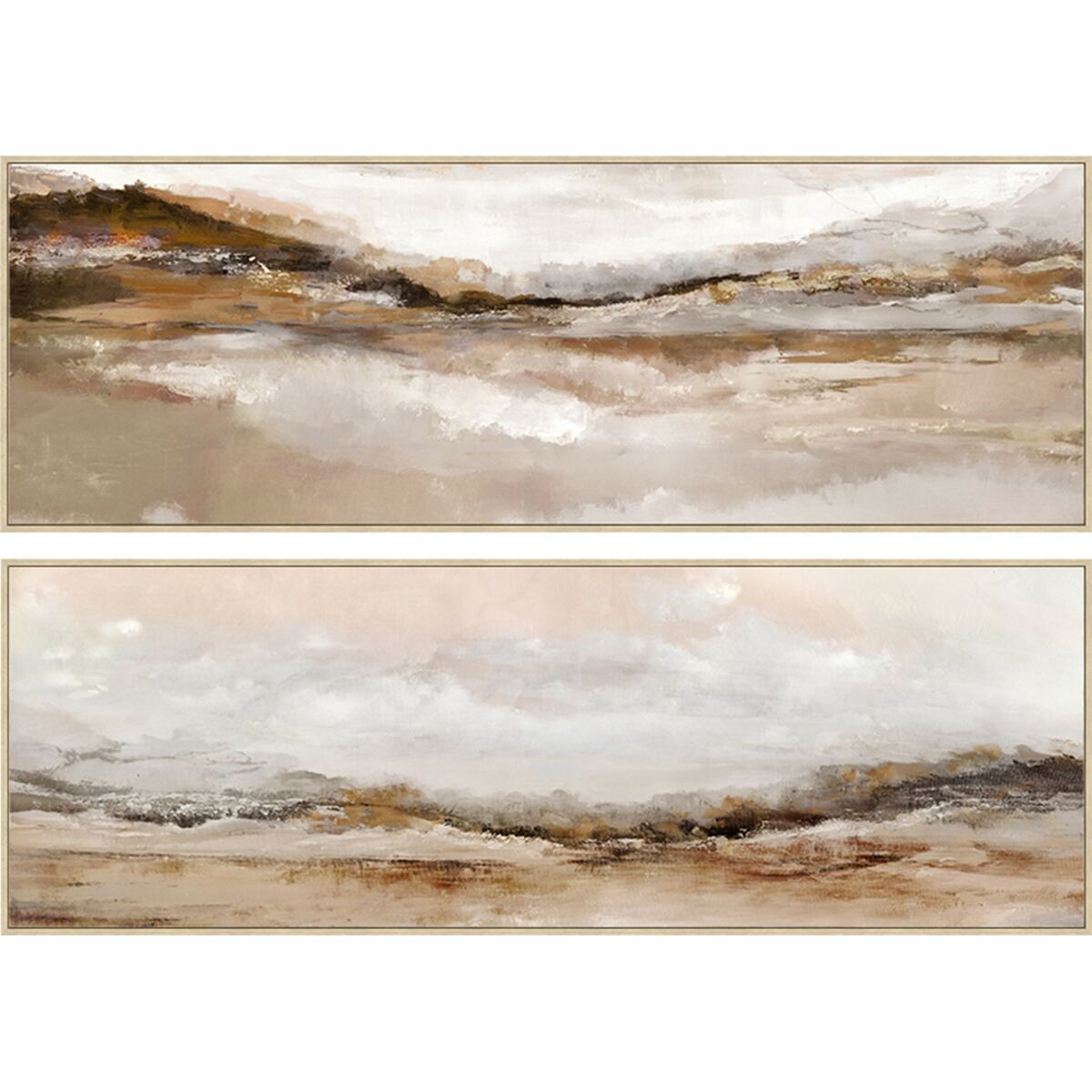 Painting Home ESPRIT White Brown Modern Landscape 153 x 4,3 x 53 cm (2 Units)
