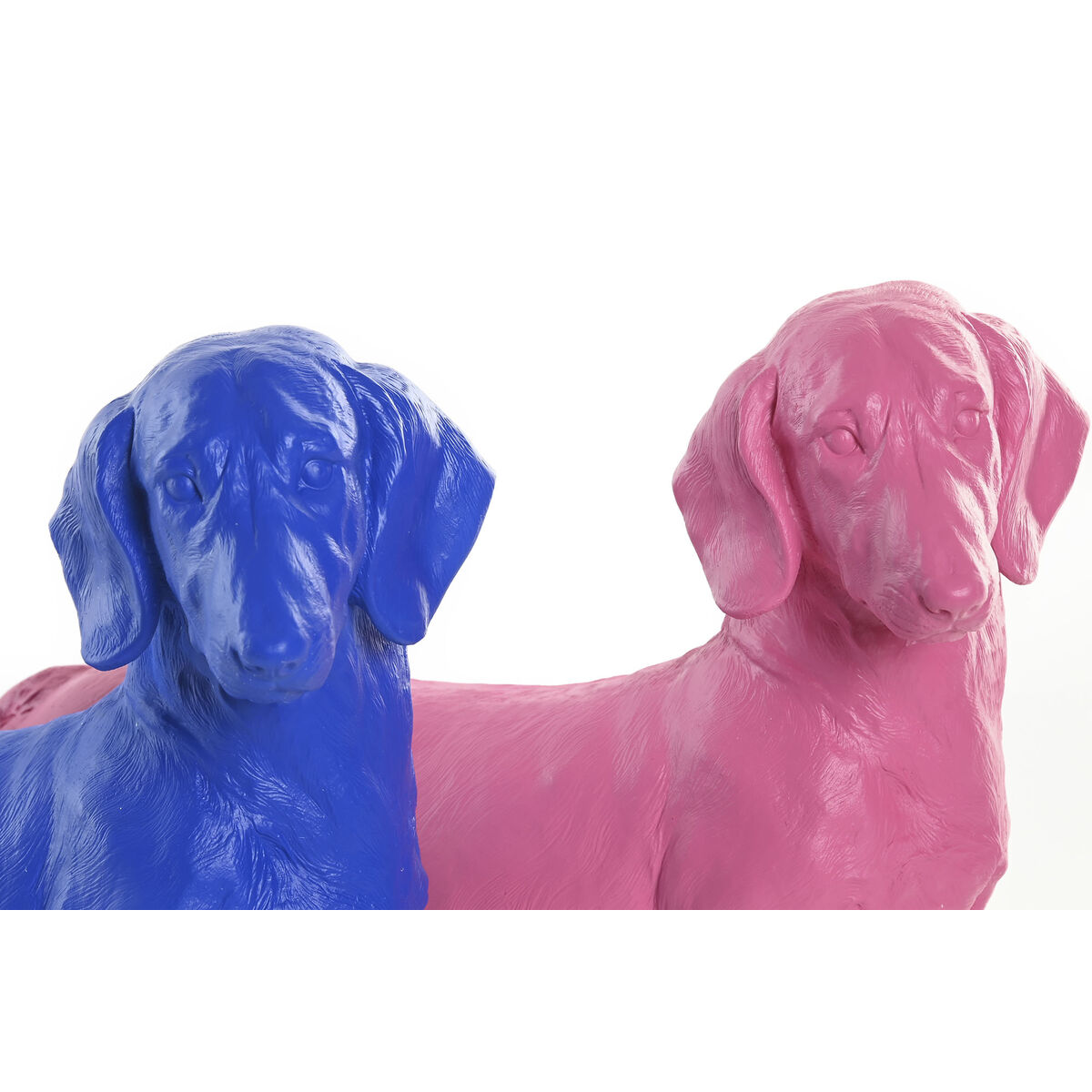 Decorative Figure Home ESPRIT Blue Pink Dog 37 X 16,5 X 25 CM (2 Units)
