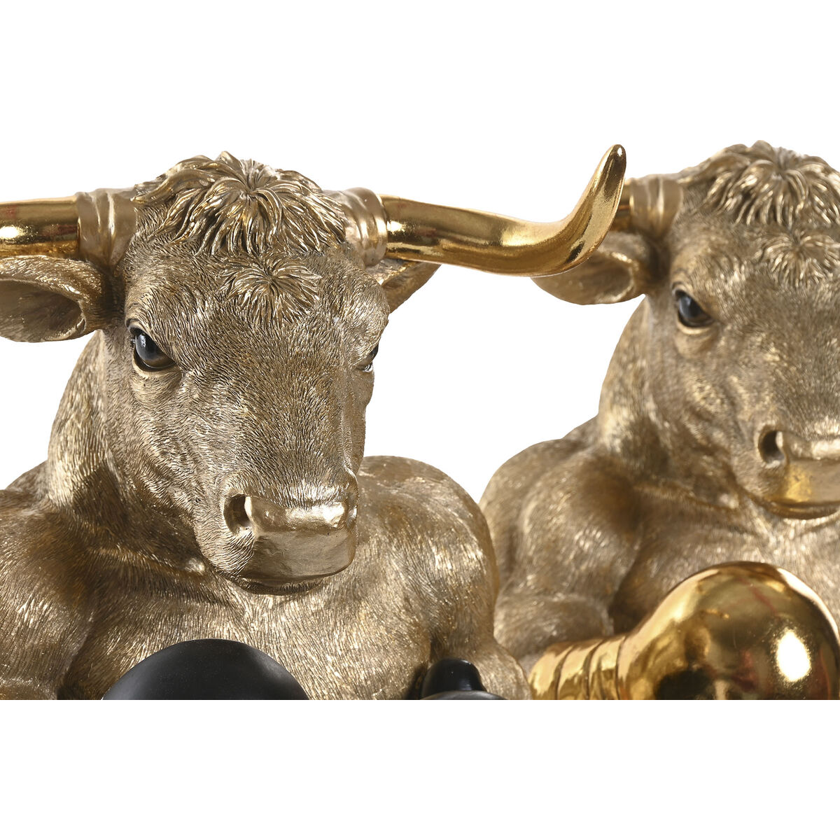 Decorative Figure Home ESPRIT Black Golden Bull 25,5 X 24,5 X 33,5 CM (2 Units)