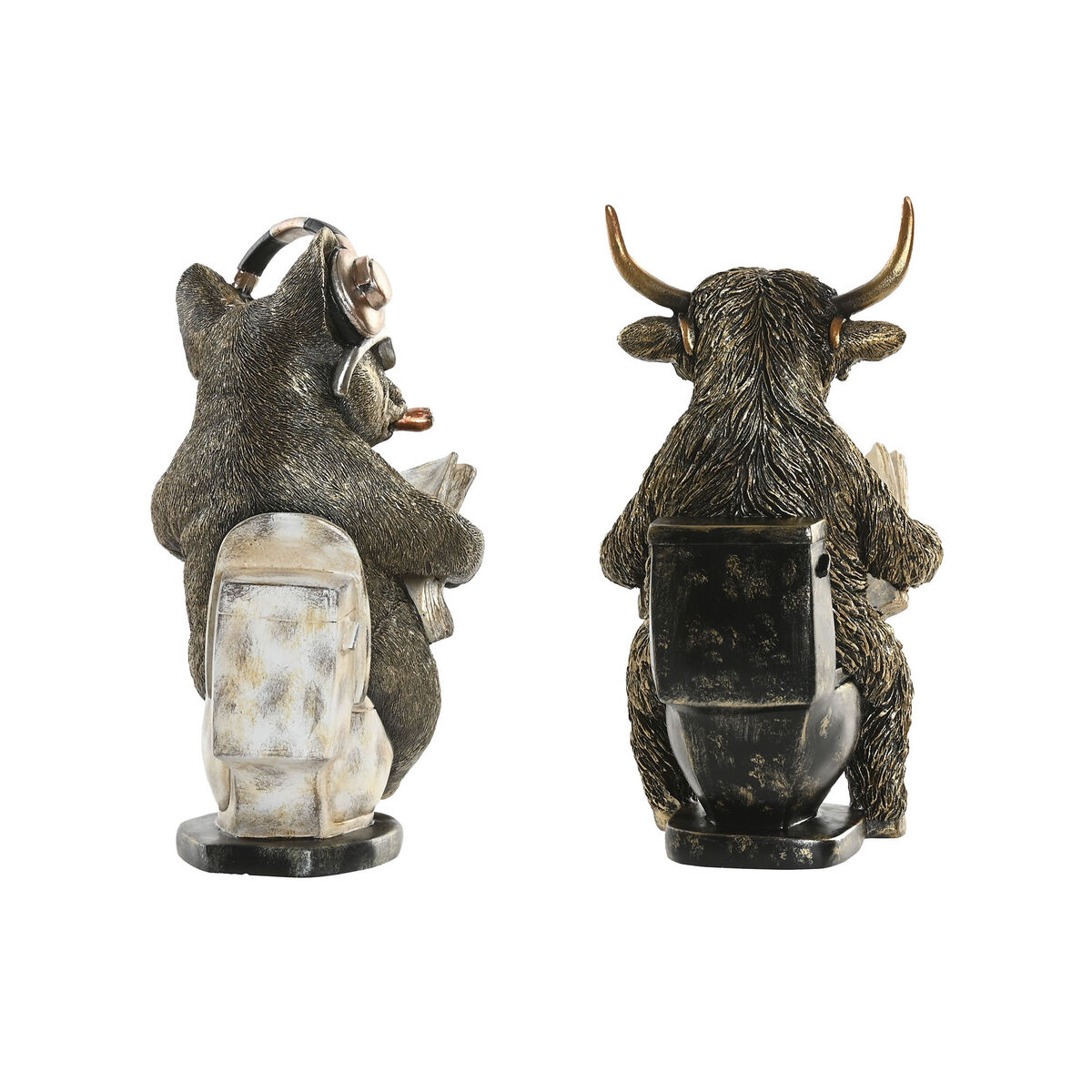 Decorative Figure Home ESPRIT Golden Silver 14,5 X 11 X 20,5 CM (2 Units)