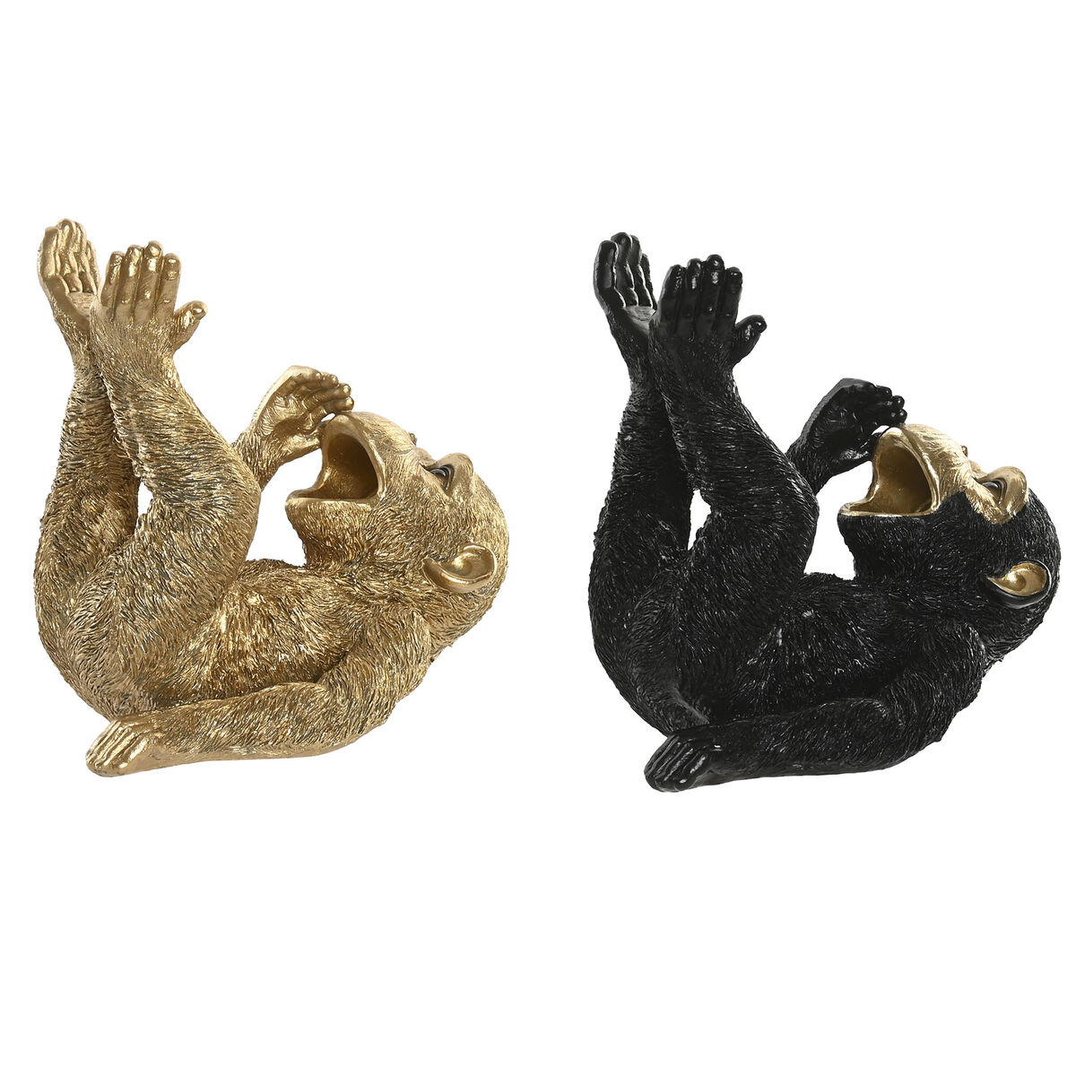 Decorative Figure Home ESPRIT Black Golden Monkey 24,5 X 15 X 22,5 CM (2 Units)