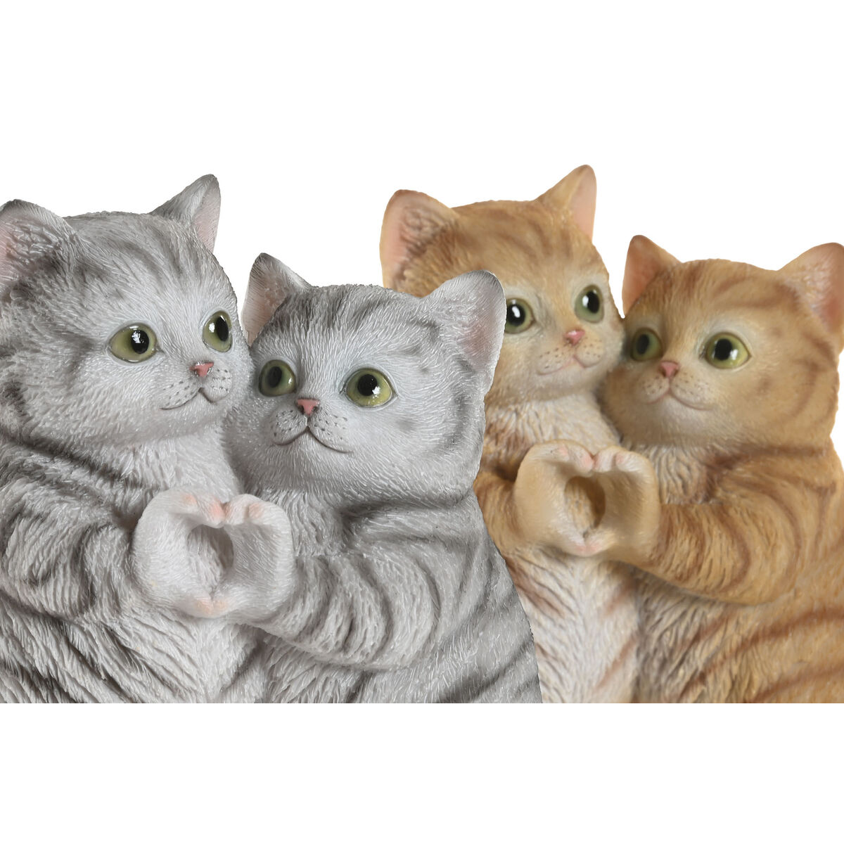 Decorative Figure Home ESPRIT Brown Grey Cats 13,5 X 9 X 18 CM (2 Units)