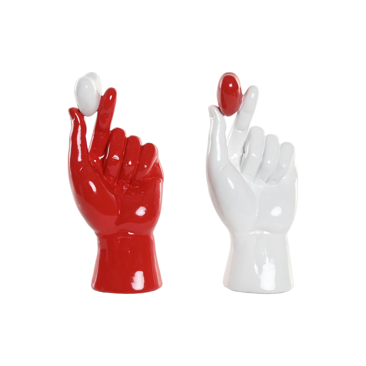Decorative Figure Home ESPRIT White Red Hand 12 x 8,5 x 26 cm (2 Units)